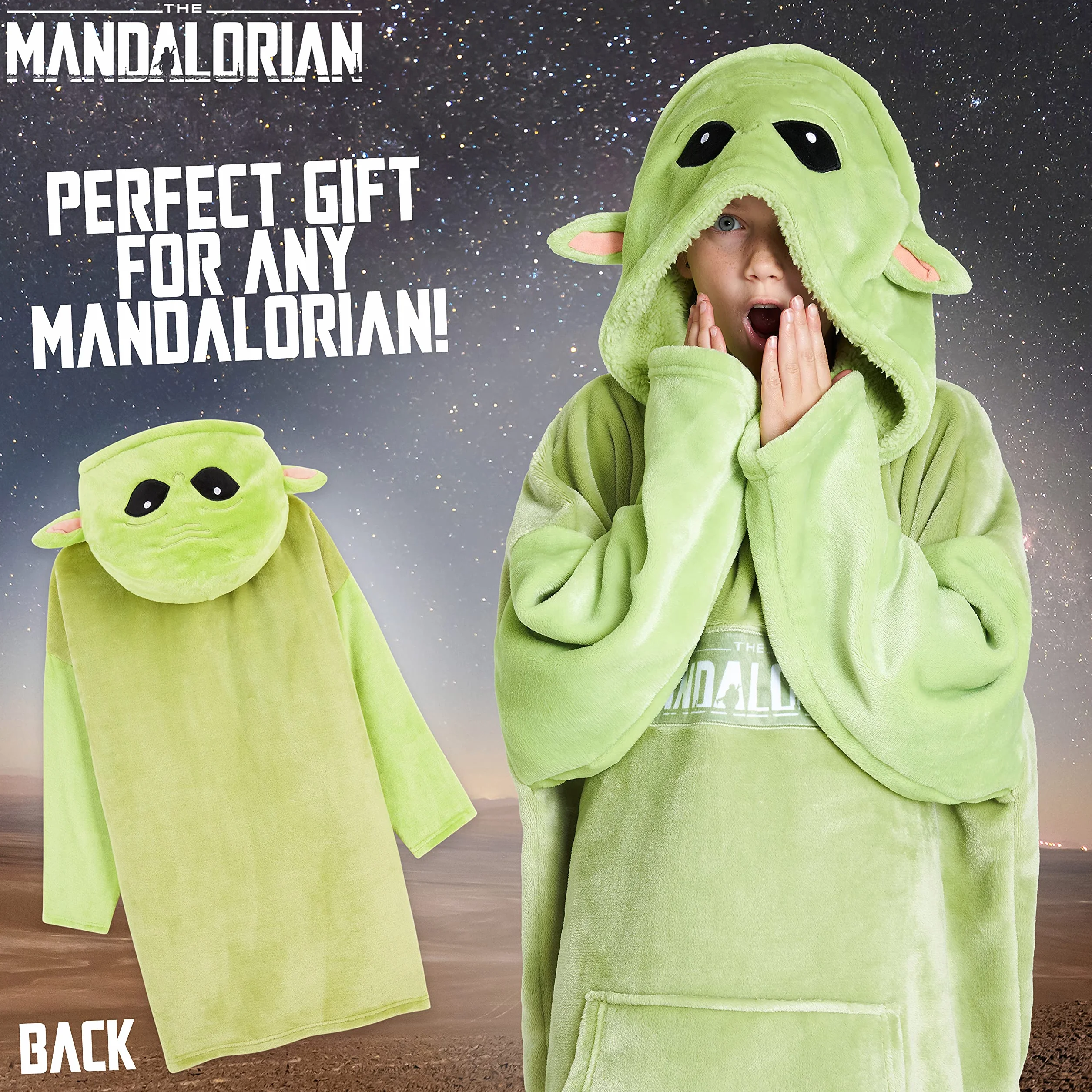 The Mandalorian Sweat à Capuche Enfant Pull Plaid Oversize Polaire Baby Yoda