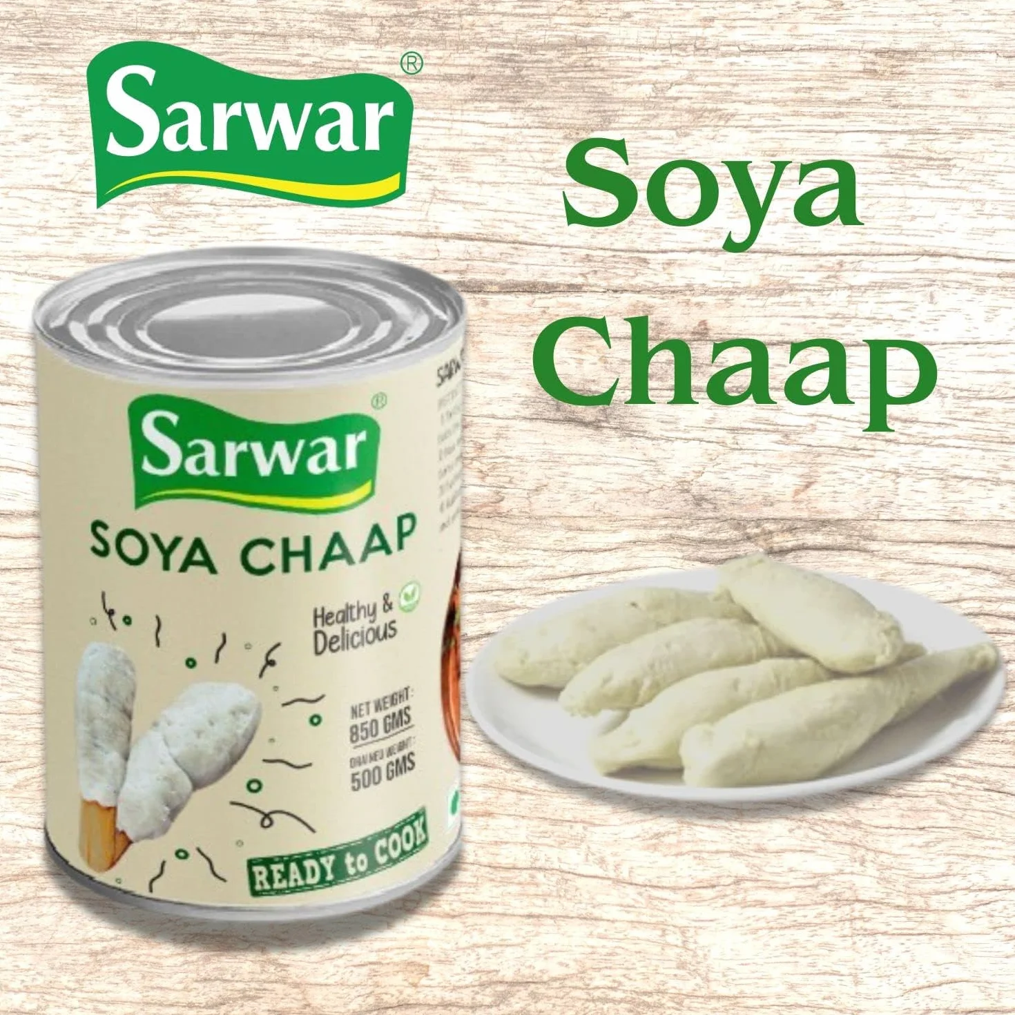 Soya Chaap Médaillons Kebab substitut de viande végétarien 1 x 850 g (soja, farine, farine de blé, farine de blé raffinée, chap) aliments végétaliens soja