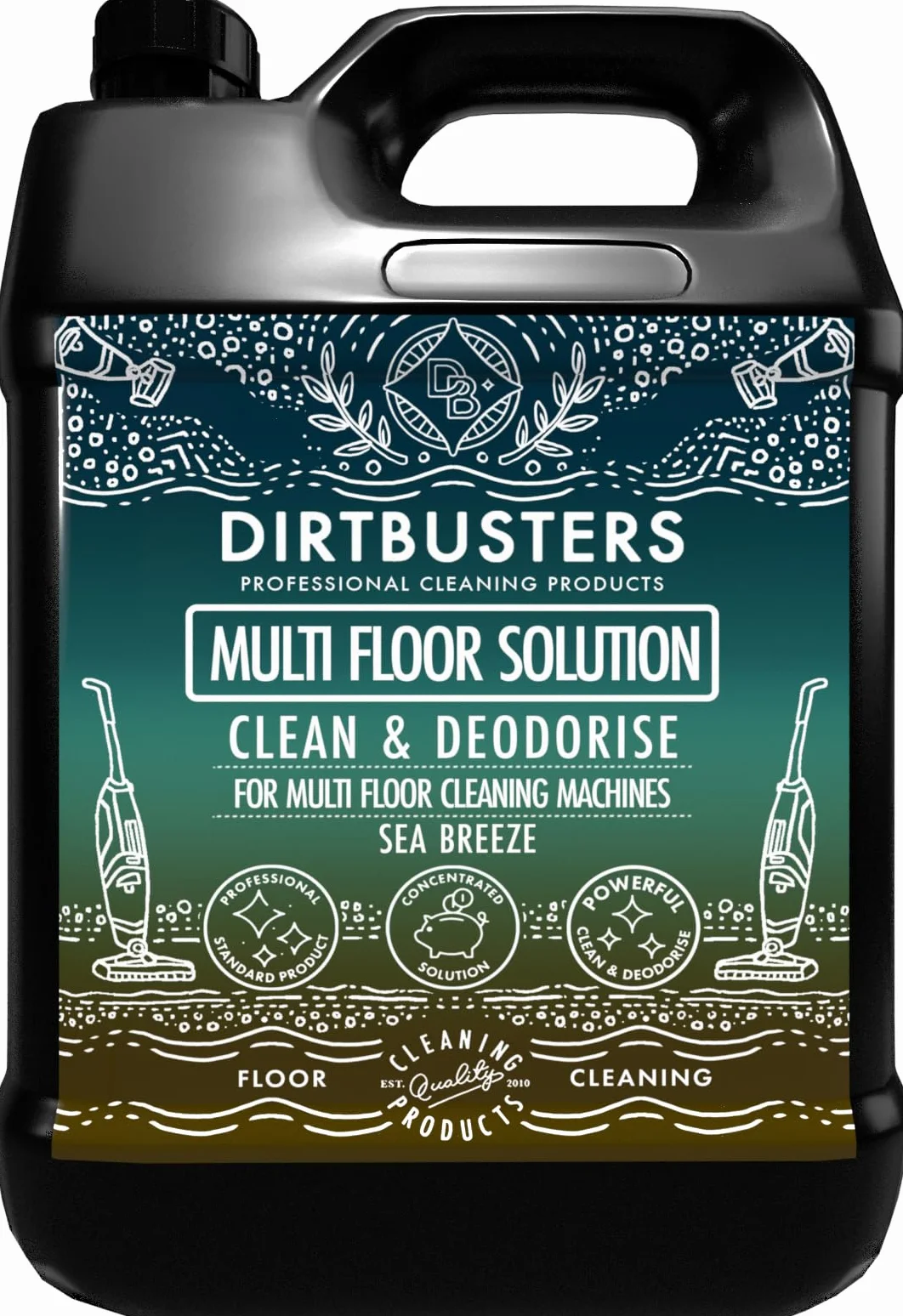 Dirtbusters - Solution de machine multi-sols avec désodorisant - 5 litres - Pour toutes les machines de nettoyage de sols et les machines à moquette