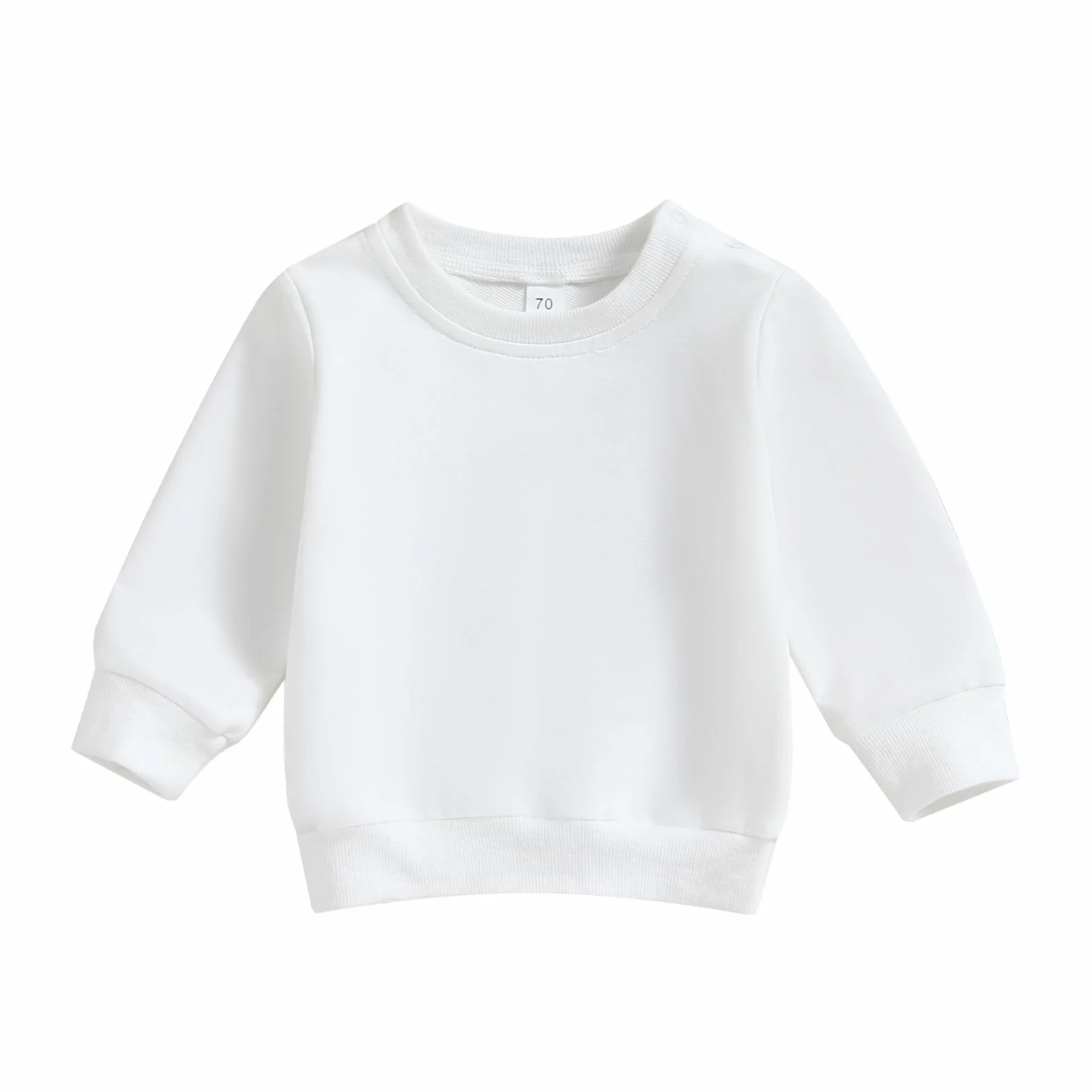 Achlibe Sweat-shirt bébé garçon manches longues col rond couleur unie automne