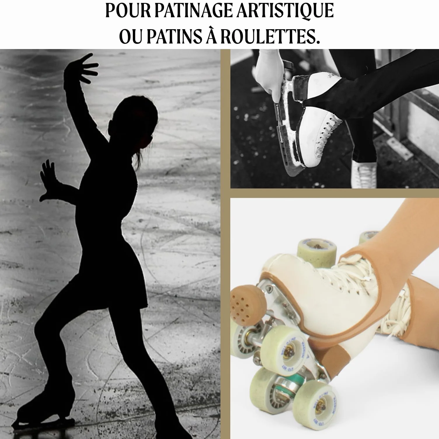 Collants Fille Patinage Artistique Roller Etriers Noirs Naturel 70 DEN 6-12 Ans Italie