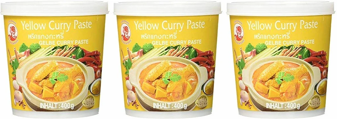 COCK BRAND Lot Pâte De Curry Jaune 3 x 400g