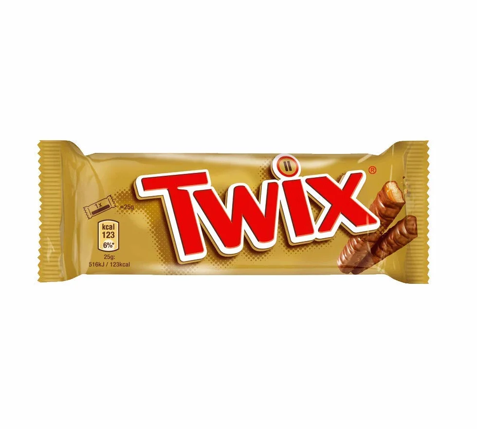 TWIX, Barres chocolat au lait avec biscuit nappage caramel - 1 Boite de 32 barres individuelles de 50g (L'emballage peut varier)