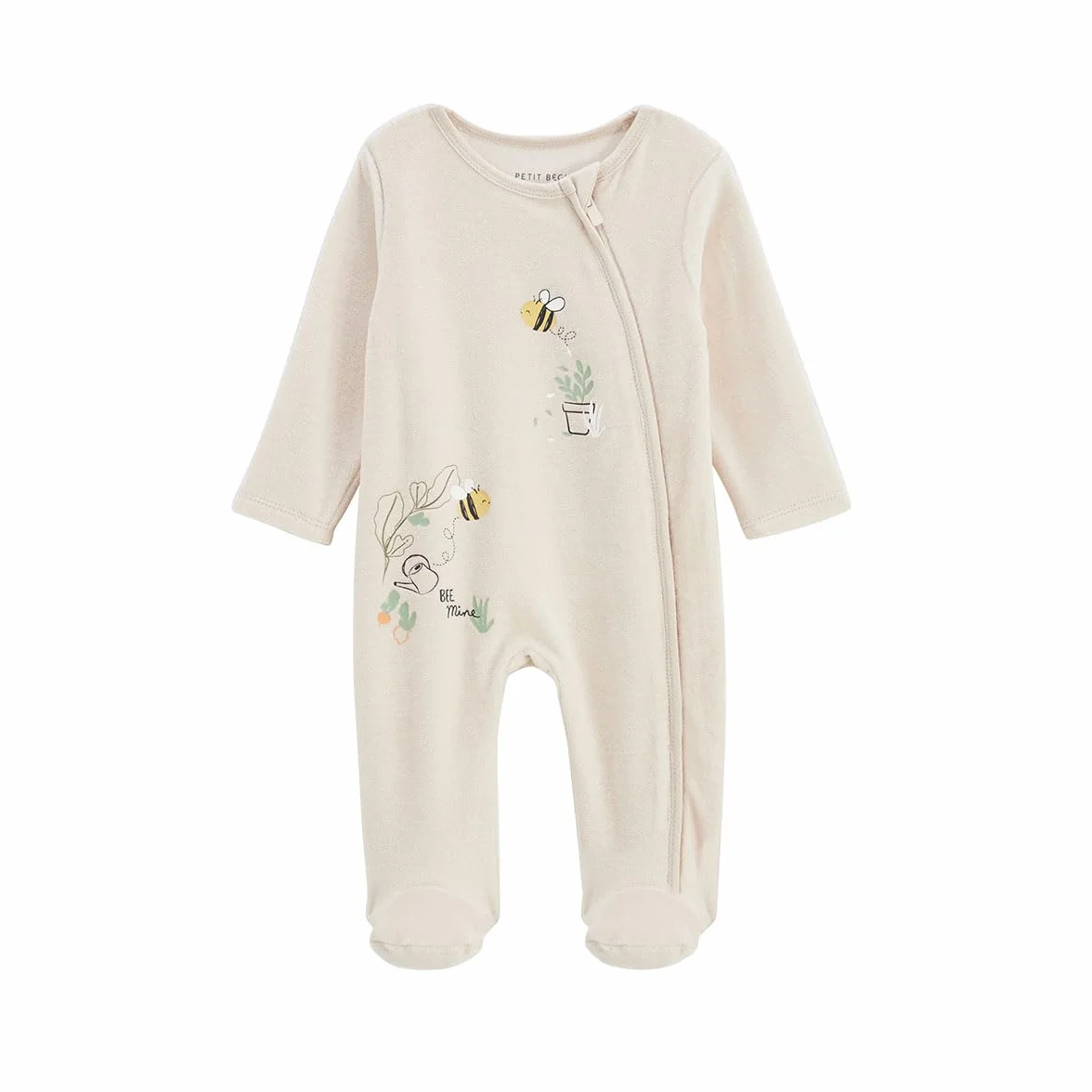 Petit Béguin Pyjama bébé velours ouverture zippée Eden
