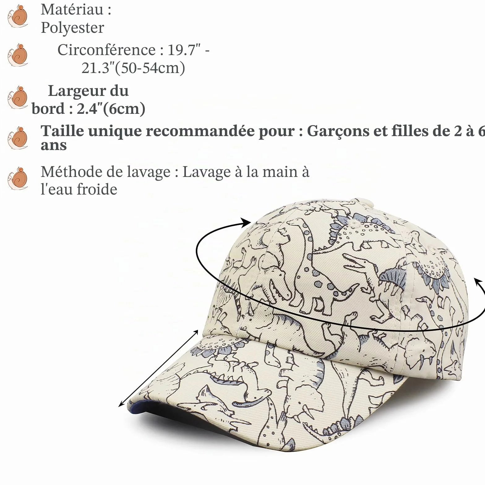 XIAOHAWANG Chapeau De Soleil pour Enfant Dinosaur Casquette De Baseball Été Réglable Garçon Fille