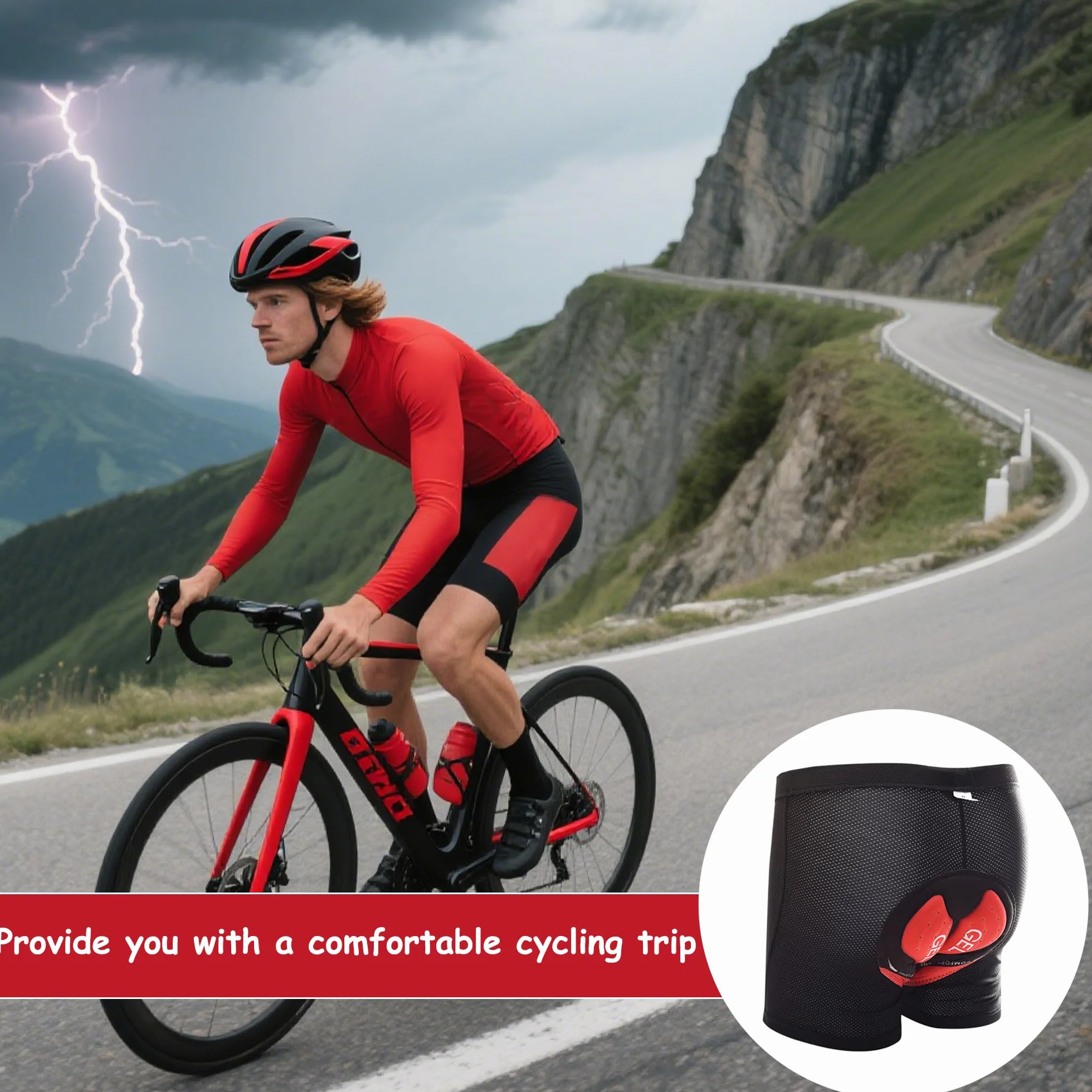 Cyclisme Shorts Gel Rembourré Antichoc Vélo sous-Vêtements Respirant