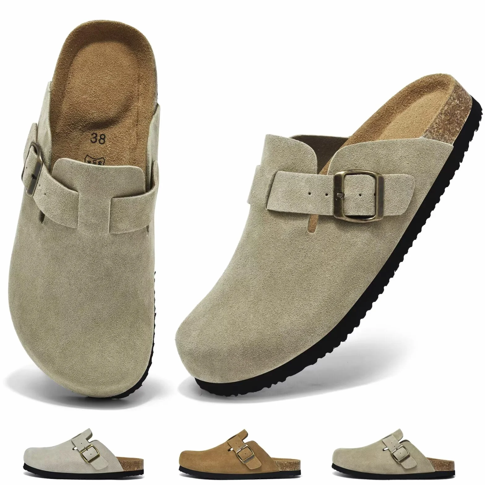 Mules et Sabots Femme Clogs Chaussons Fermé Confortables Talonnière Profonde Boucle Réglable Pantoufles