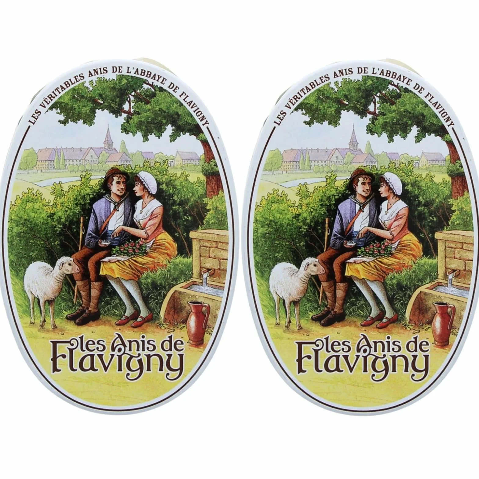 Anis de Flavigny Bonbons authentiques à l'anis 2 boites ovales 2 x 50 gr