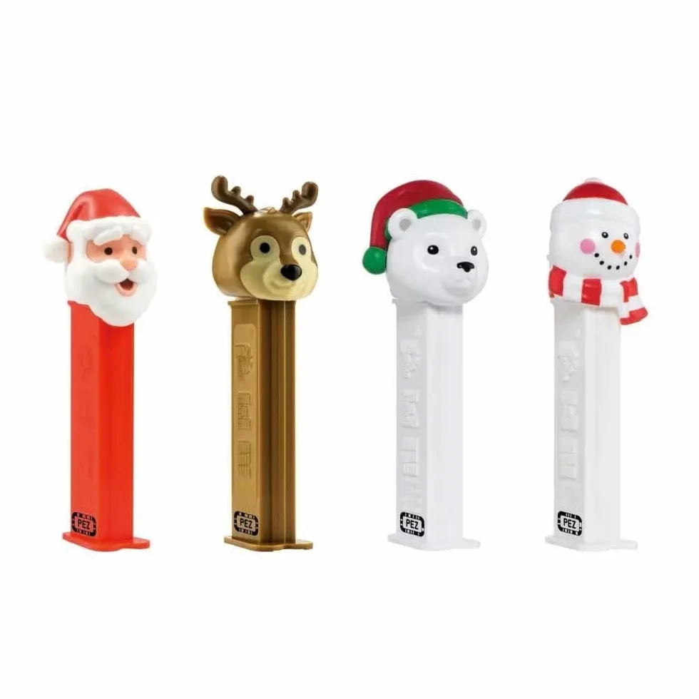 Noël Pez distributeur avec deux recharges (vendu à l'unité, un caractère aléatoire fourni)