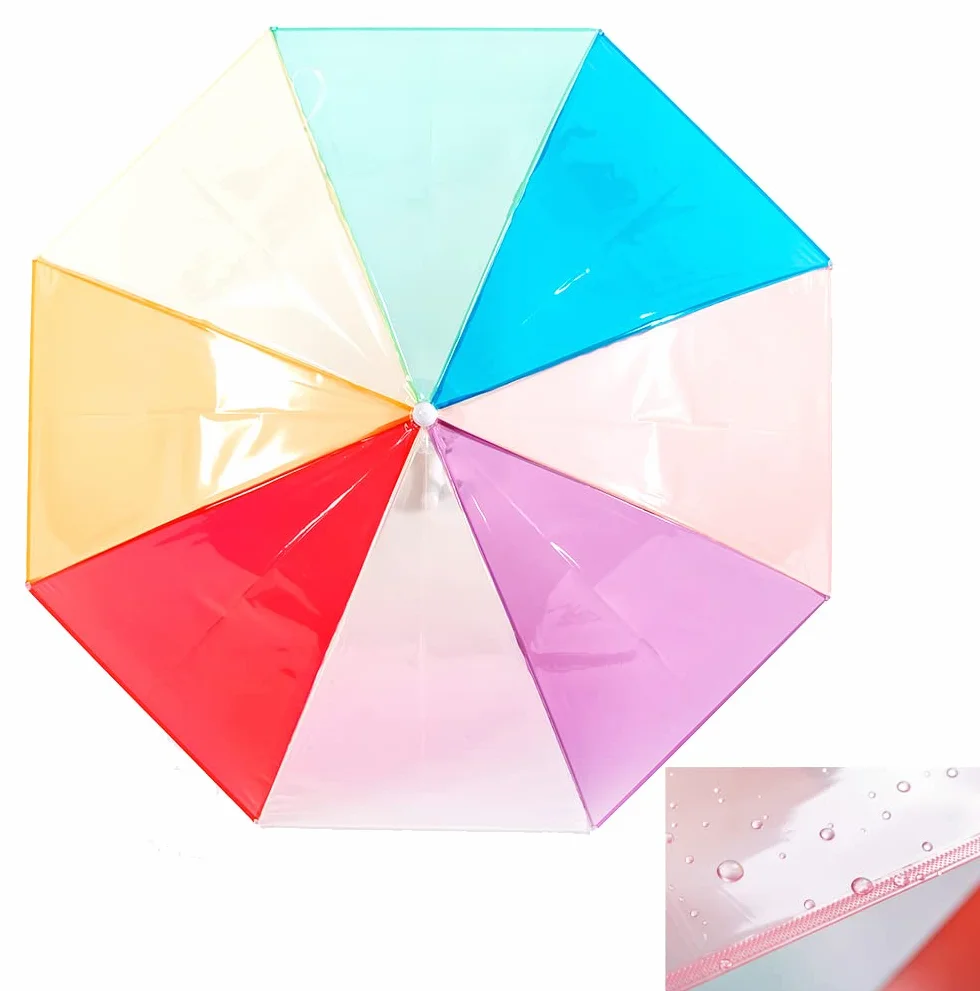 Parapluie transparent à bulles enfants 33 pouces 8 baleines fibre incassable rose