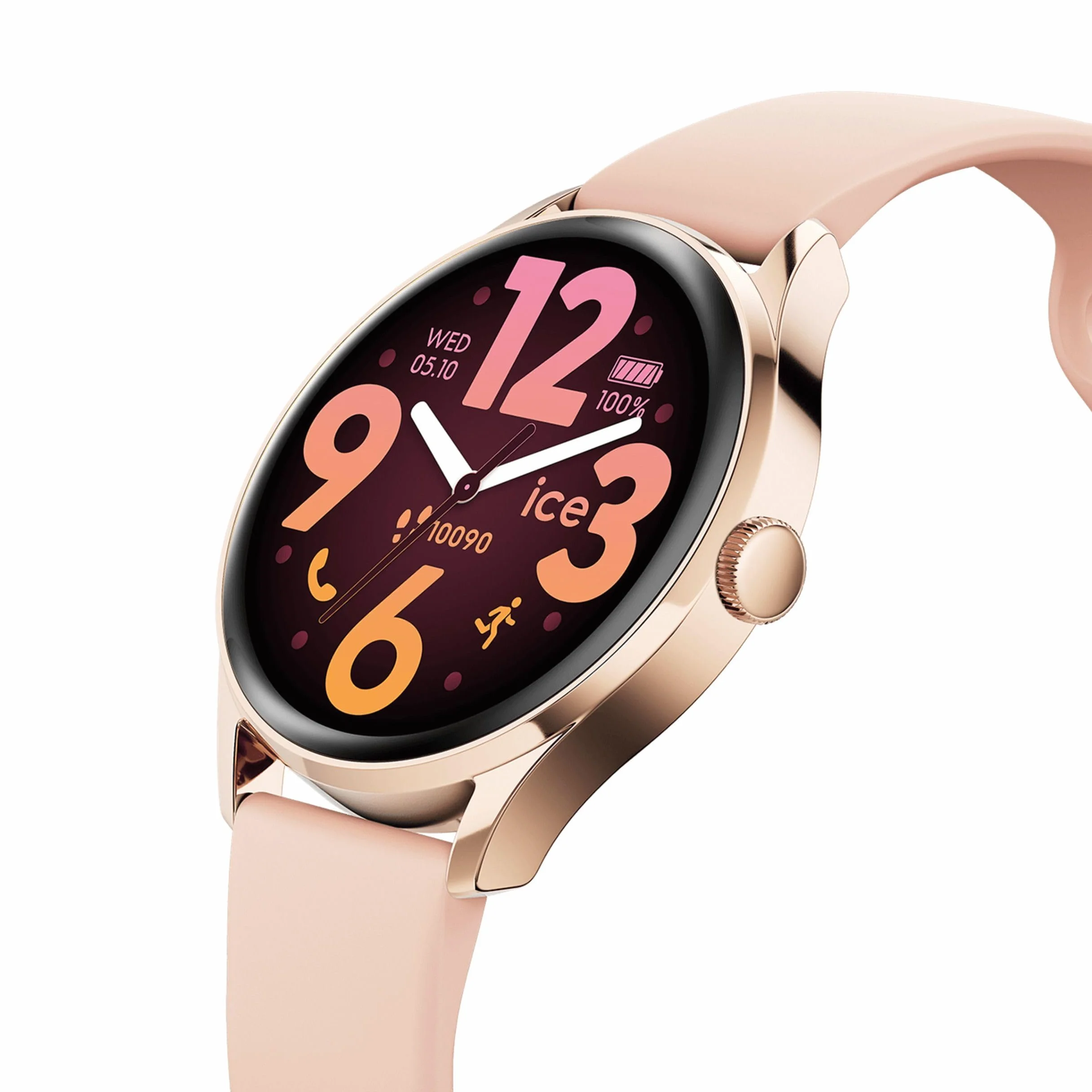 ICE-WATCH Ice Smart 3.0-1.2 Rose-Gold Nude AMOLED GPS Montre connectée Ronde pour Femme avec Bracelet en Silicone 1.20 Pouces