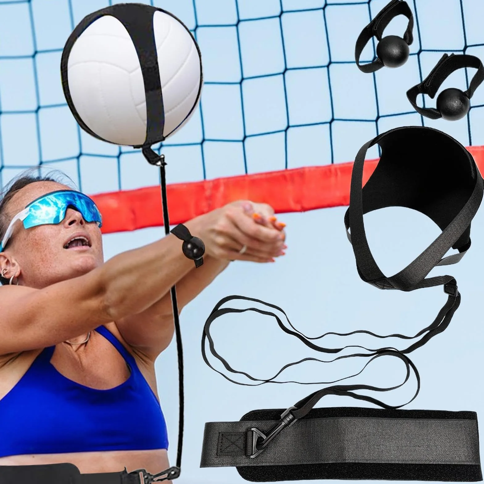 Équipement d'Entraînement de Volley-Ball pour Débutants - Set de Service et Smash avec Accessoires