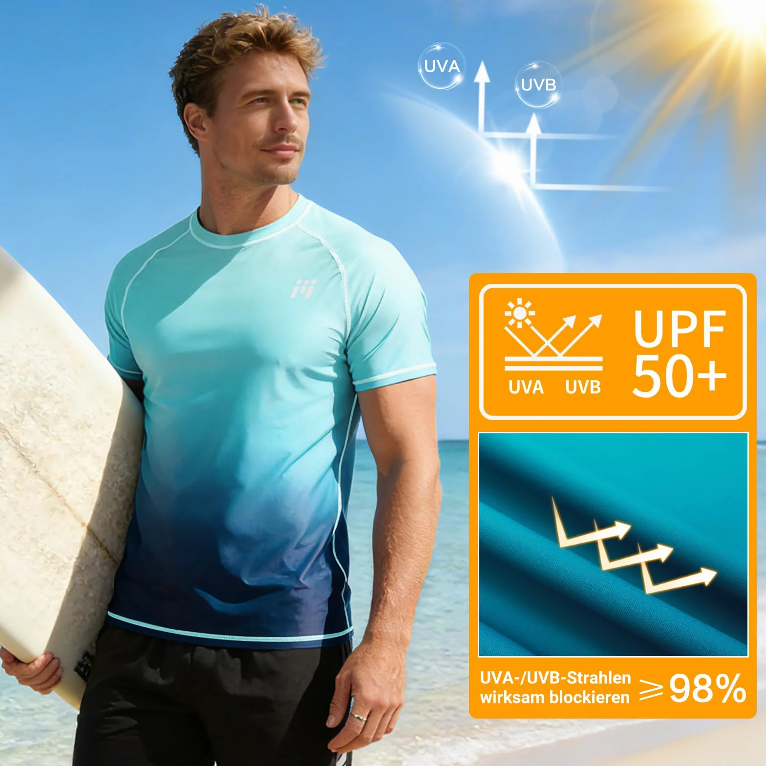 MEETWEE Rashguard UPF 50+ T-Shirt de Natation à Manches Courtes pour Homme - Séchage Rapide - Léger et Respirant