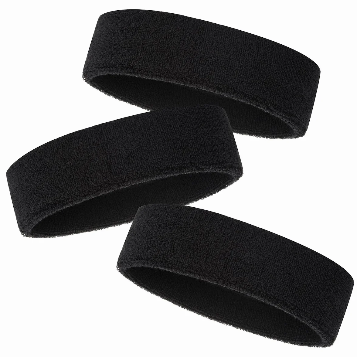 ONUPGO Headband Sports Sweatbands 3/6/12 Terry Cloth Striped Headband Wrist Band Set Athletic Basketball Moisture Wicking Sweat Absorbing
