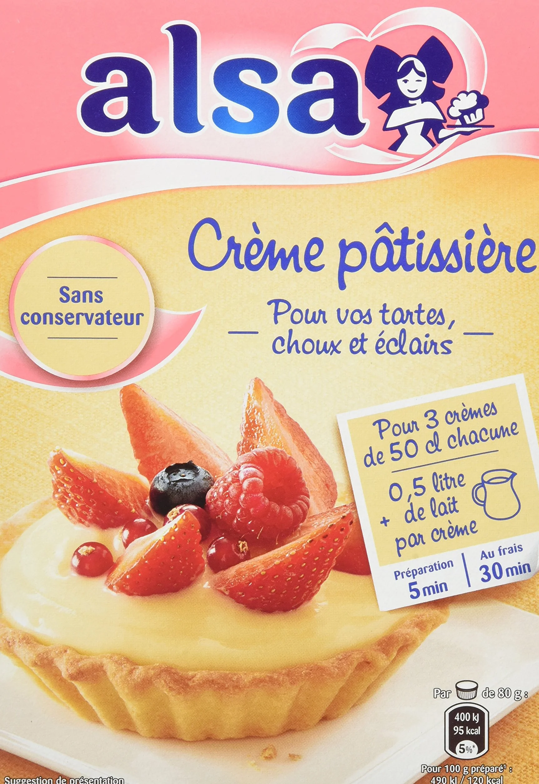 Alsa Préparation Crème Patissière 3 Sachets 390g - Lot de 3