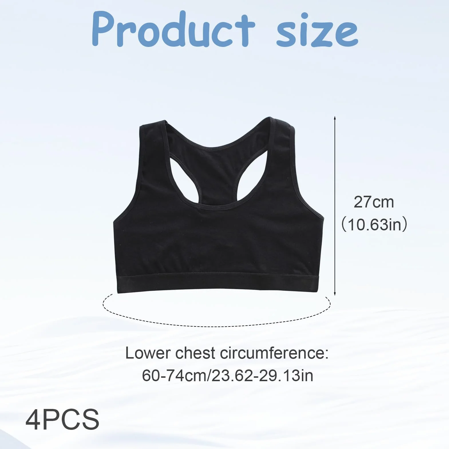 Lot de 4 Soutiens Brassiere Sport pour Filles 8-14 Ans