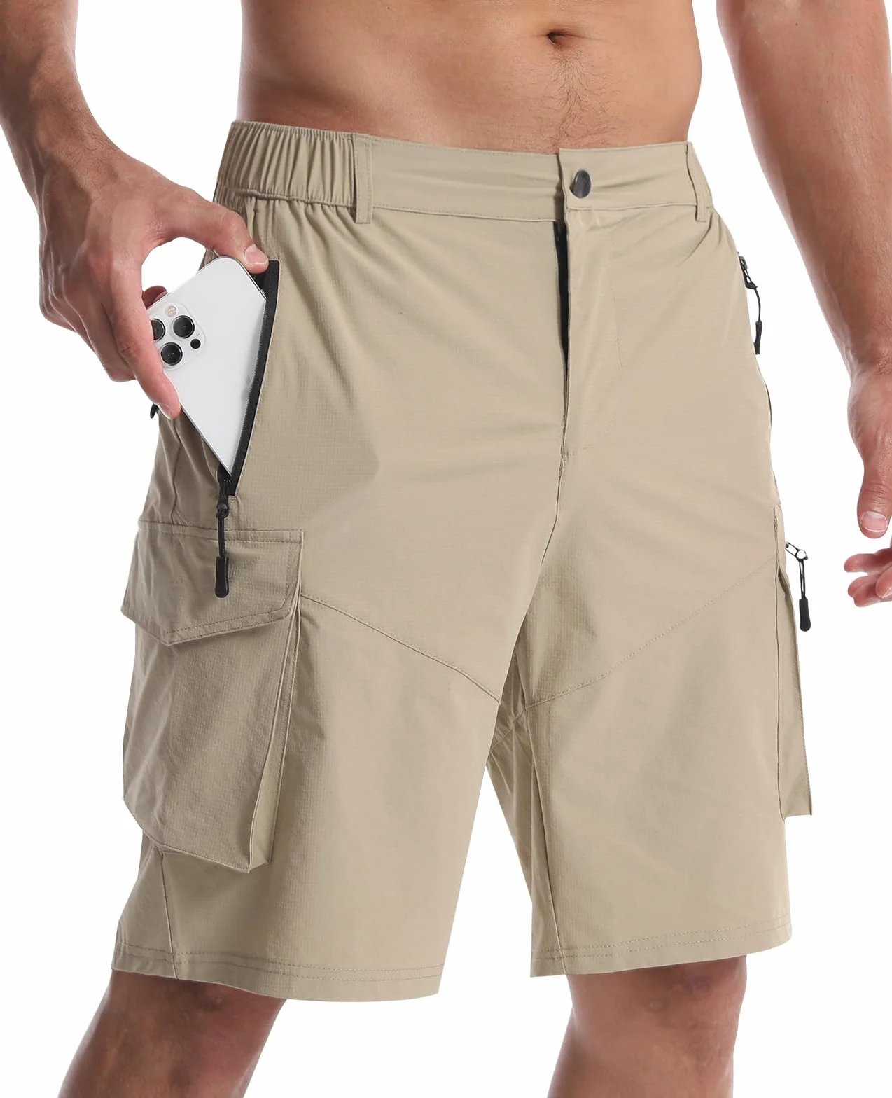 Bermuda Shorts Homme Cargo Travail Poche Zippée Randonnée Sport