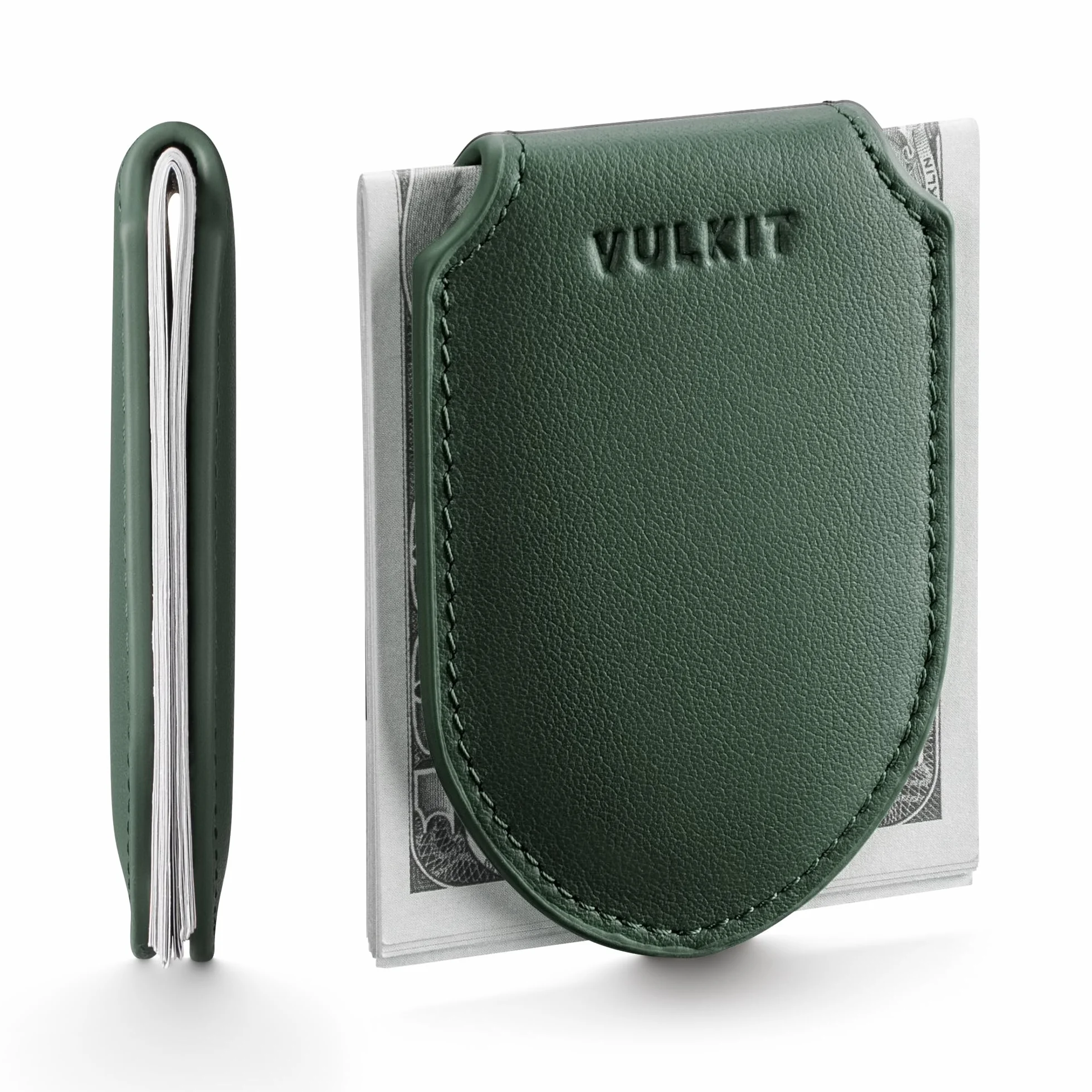 VULKIT Porte-Billets Magnétique Fin Cuir Véritable Porte-Cartes de Crédit Aimant Puissant