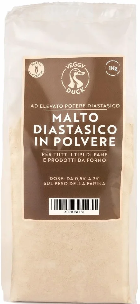 Veggy Duck - Farine de Malt Diastatique (1Kg) | Farine de Malt d'Orge à Haut Pouvoir Diastatique | Idéal pour la Fabrication du Pain | Made in Italy