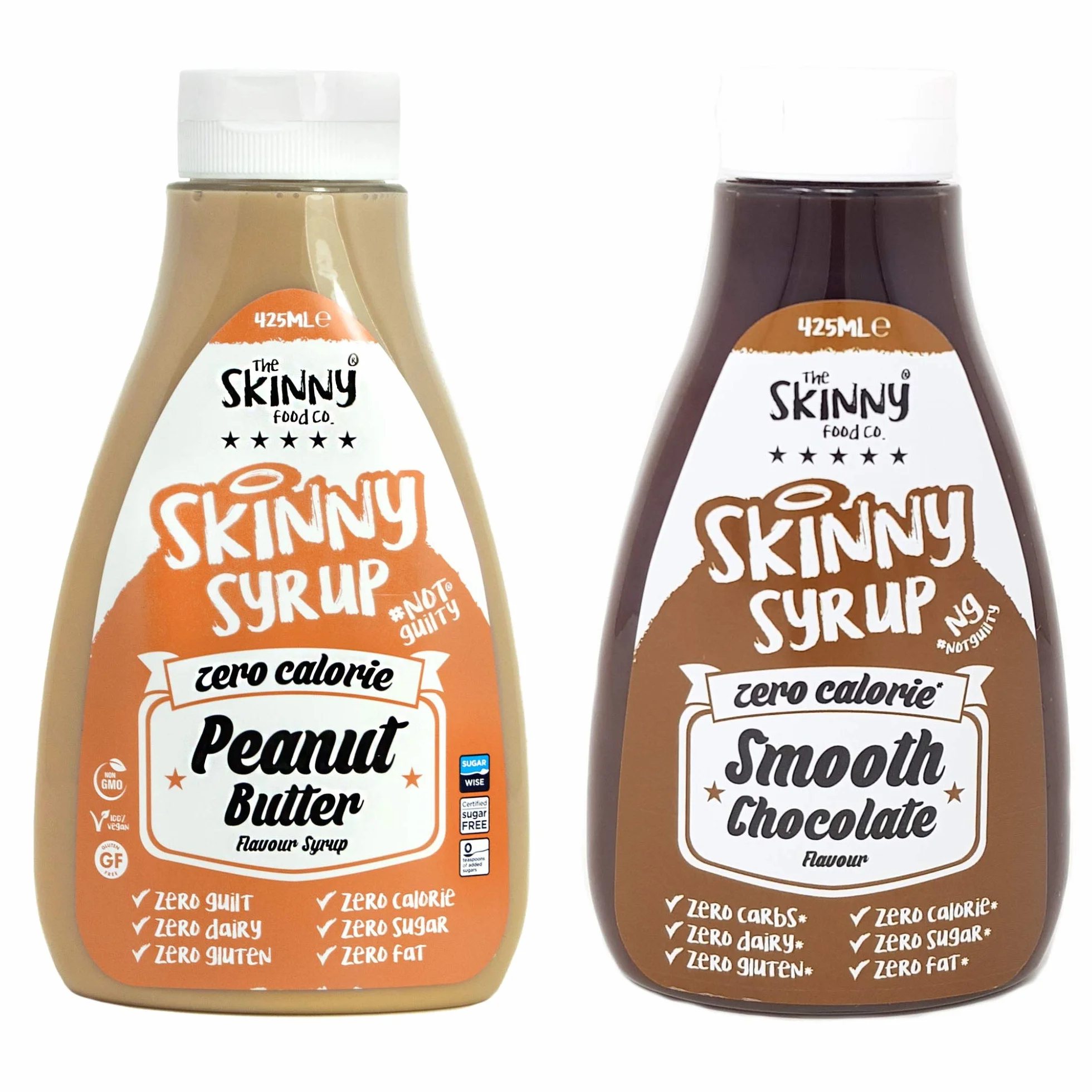 The Skinny Foods Twin Pack Peanut Butter & Chocolate Flavoured Dessert Topping Syrup,Sugar Free,Zero Calories