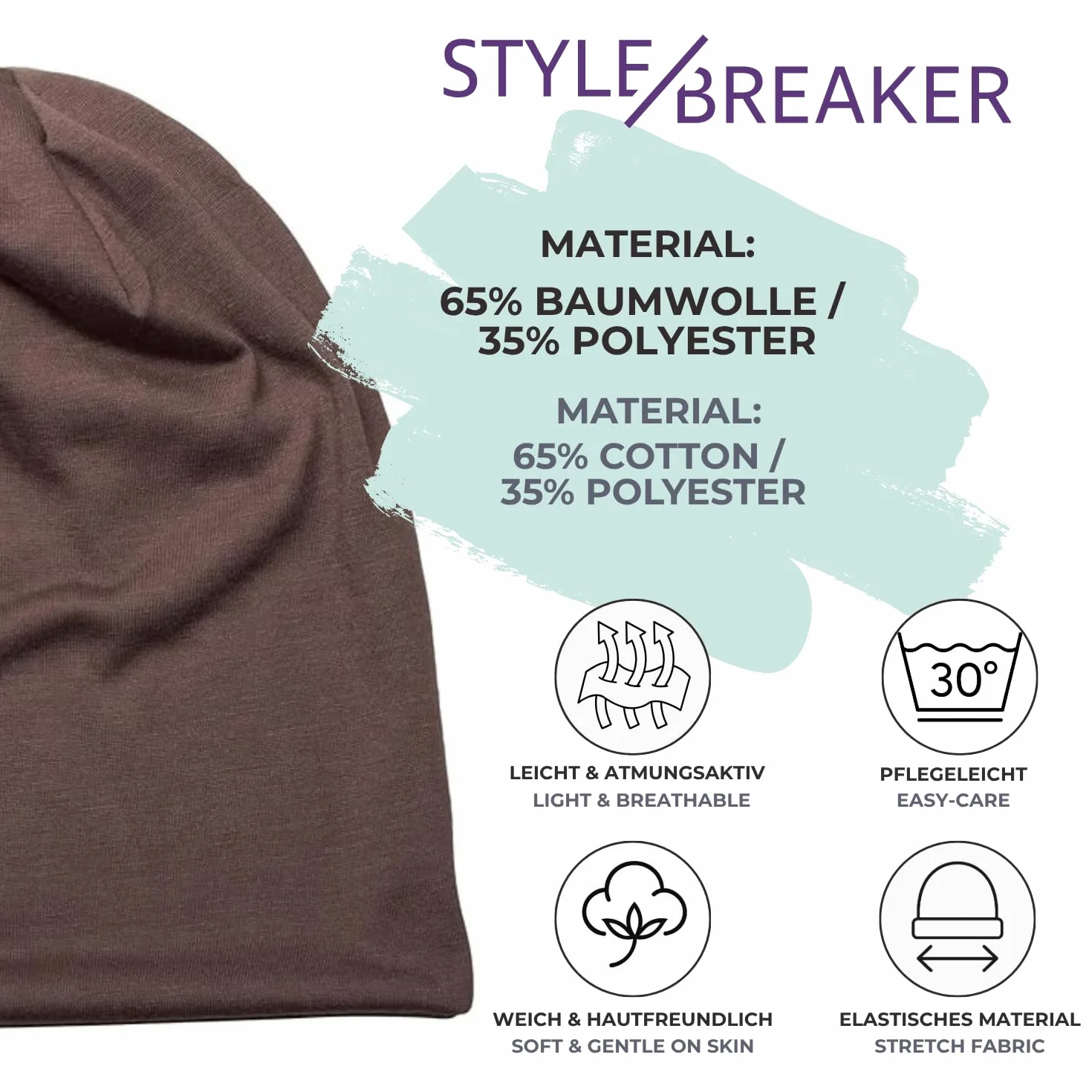 styleBREAKER Bonnet Tombant Classique Beanie Long Unisexe