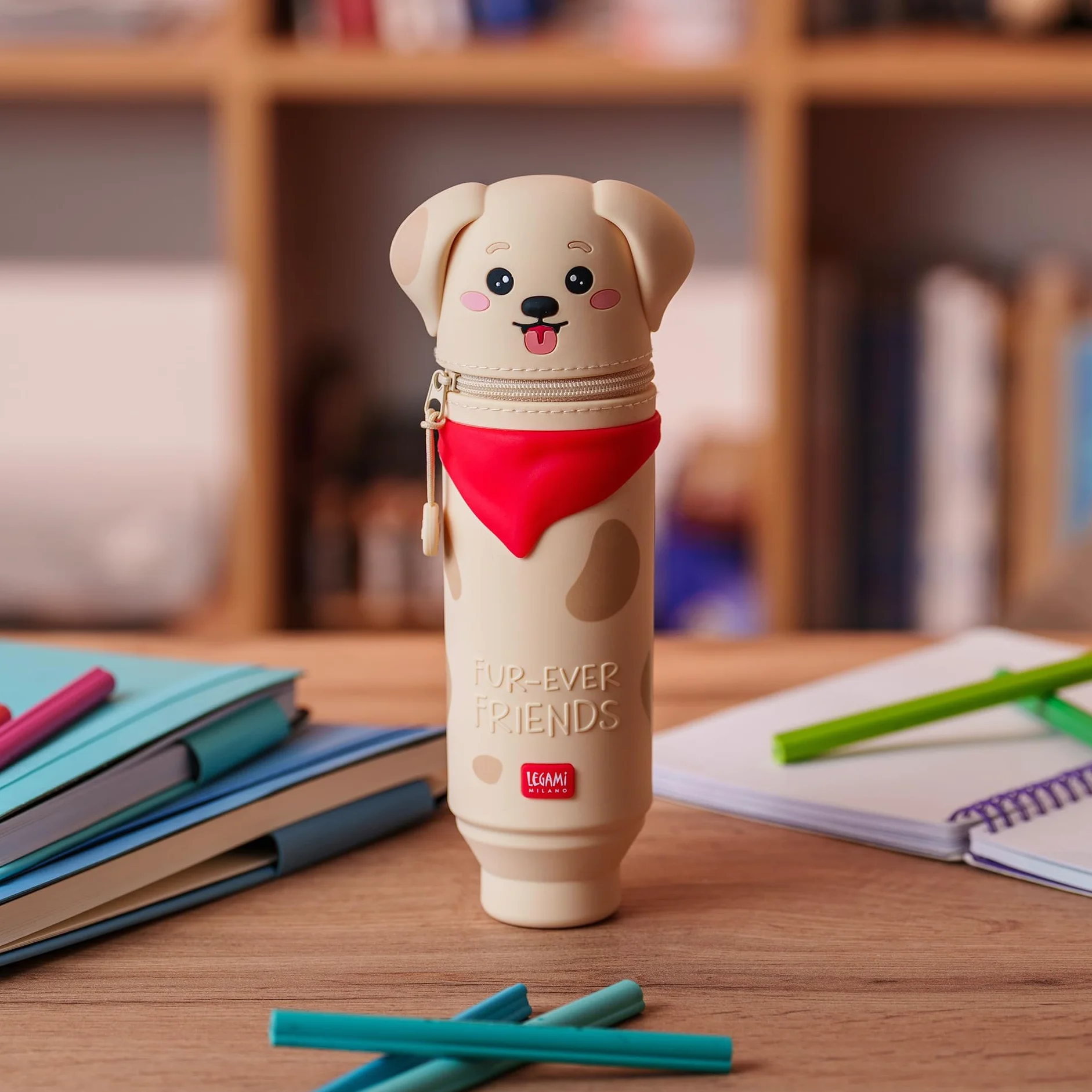 LEGAMI Kawaii Étui École 2 en 1 Silicone Souple Golden Porte-stylos Table Fermeture à Glissière