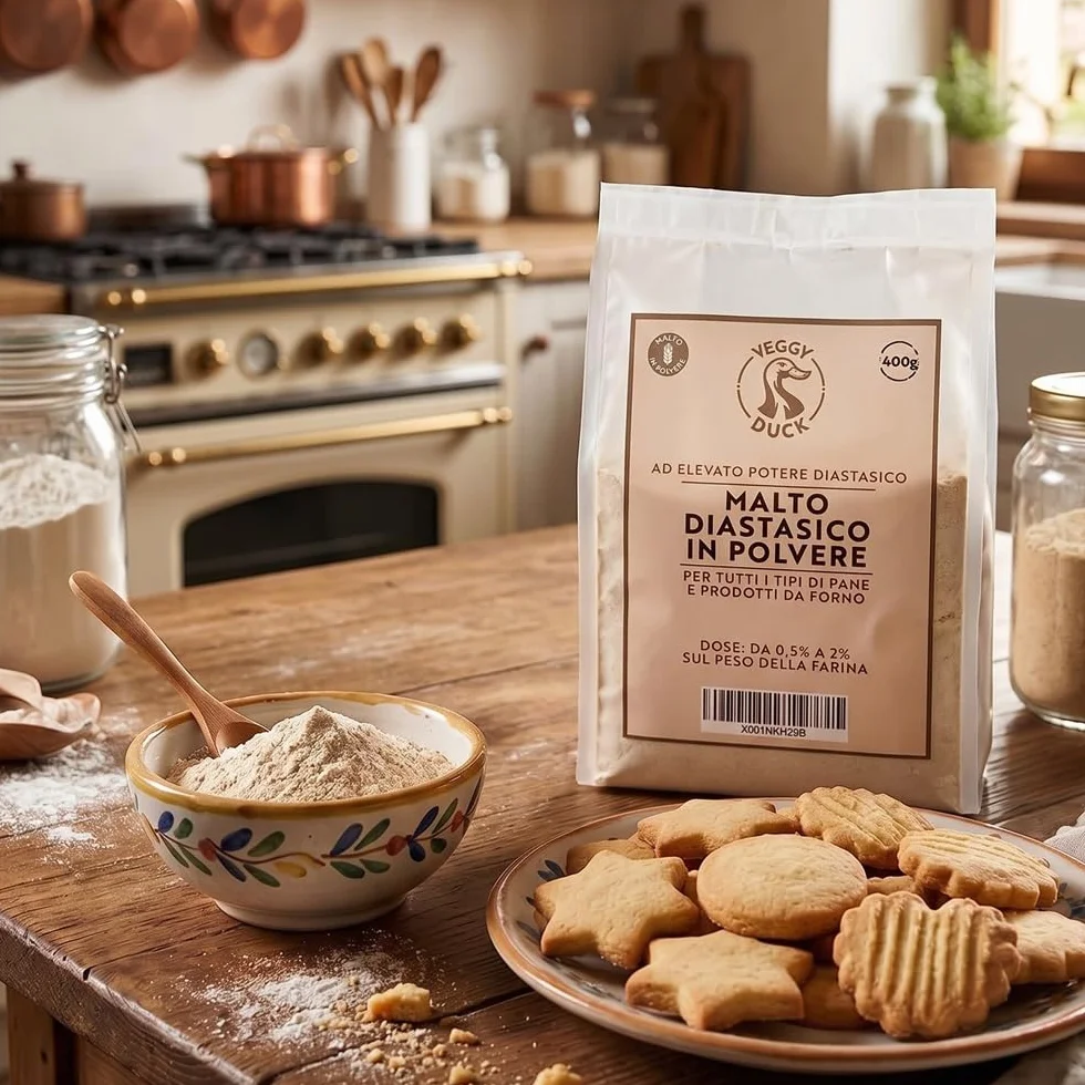 Veggy Duck - Farine de Malt Diastatique (400g) | Farine de Malt d'Orge à Haut Pouvoir Diastatique | Idéal pour la Fabrication du Pain | Made in Italy