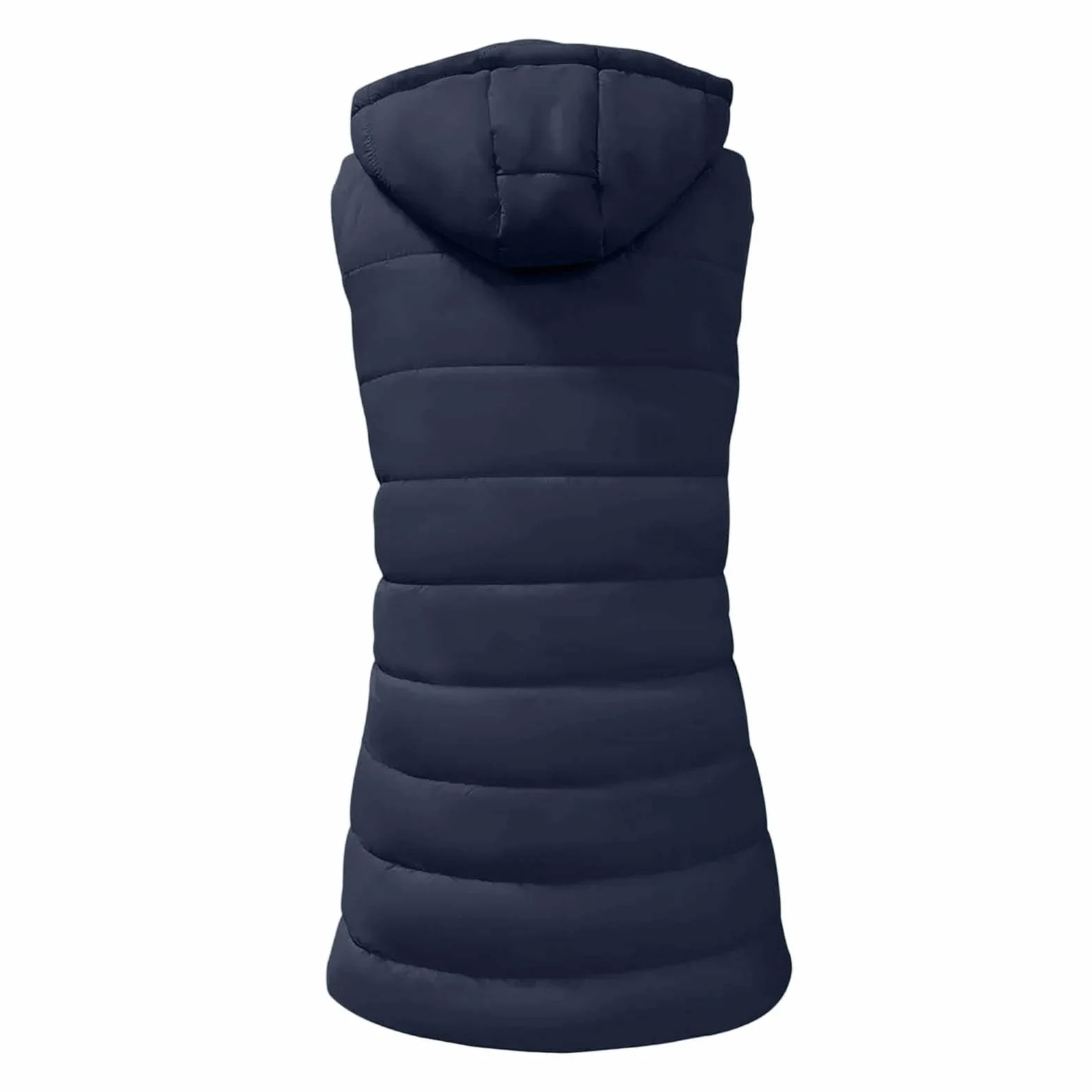 Femme Longue Doudoune sans Manches avec Capuche Gilet Chaud Veste Hiver Poches Zippée