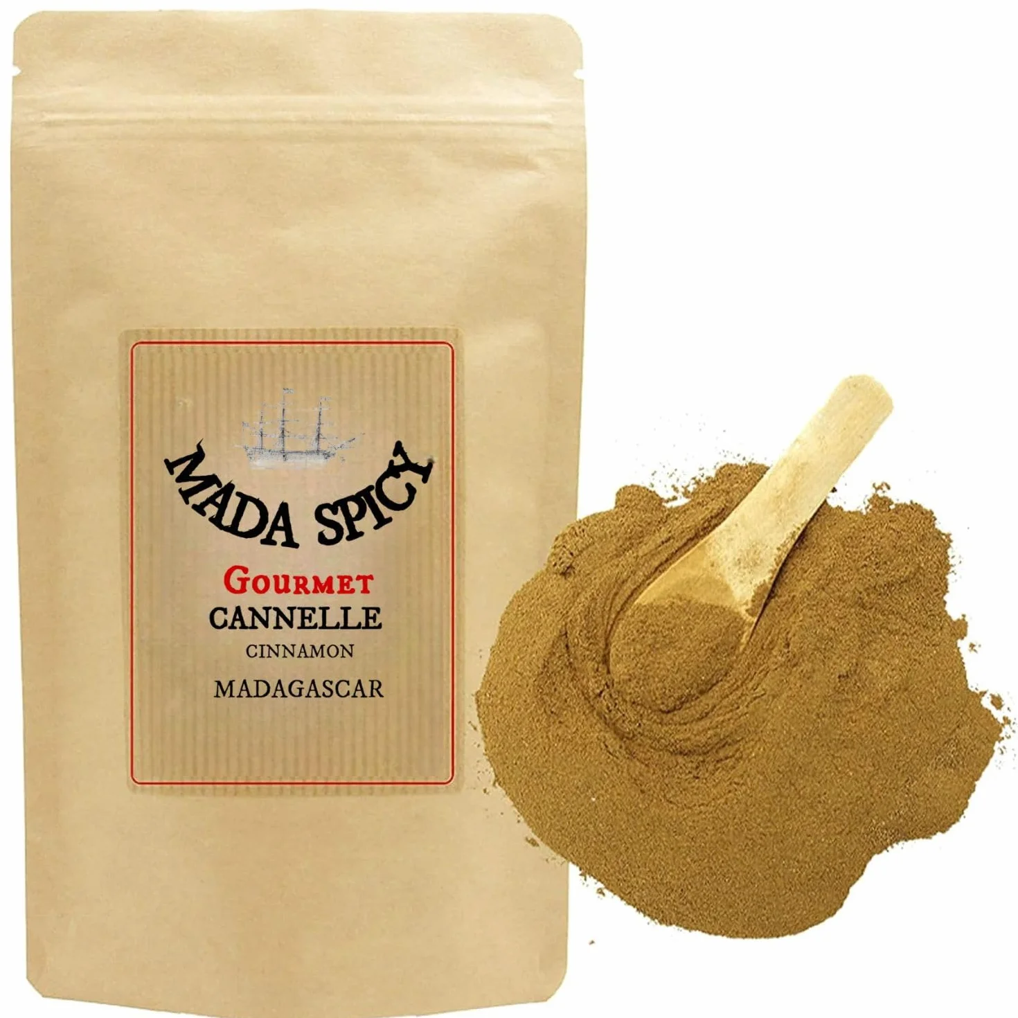 Cannelle de Ceylan biologique en poudre 1000gr. Origine Madagascar sachet zip alimentaire.