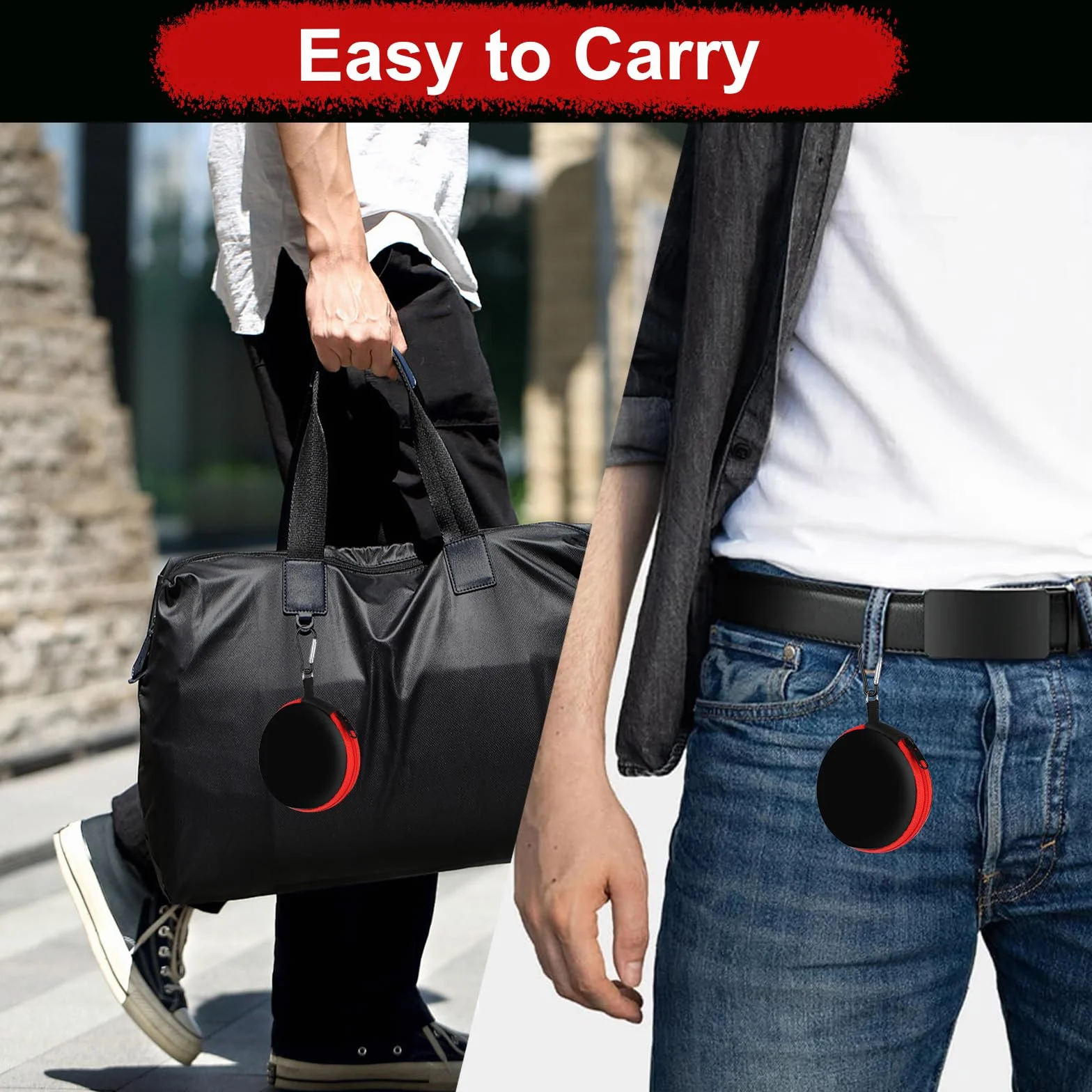 Cendrier Portable Anti Odeur avec Fermeture à Glissière et Porte-Clés pour Voiture Extérieur (Rouge)