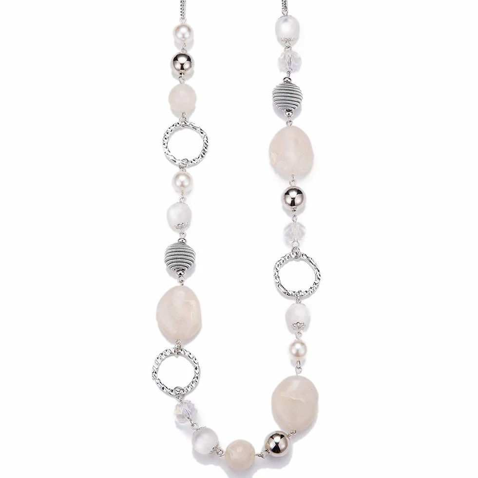 FULU AUTUMN Collier Long Argent Boheme Cristaux Perles Pierre Naturelle Bijoux Fantaisie