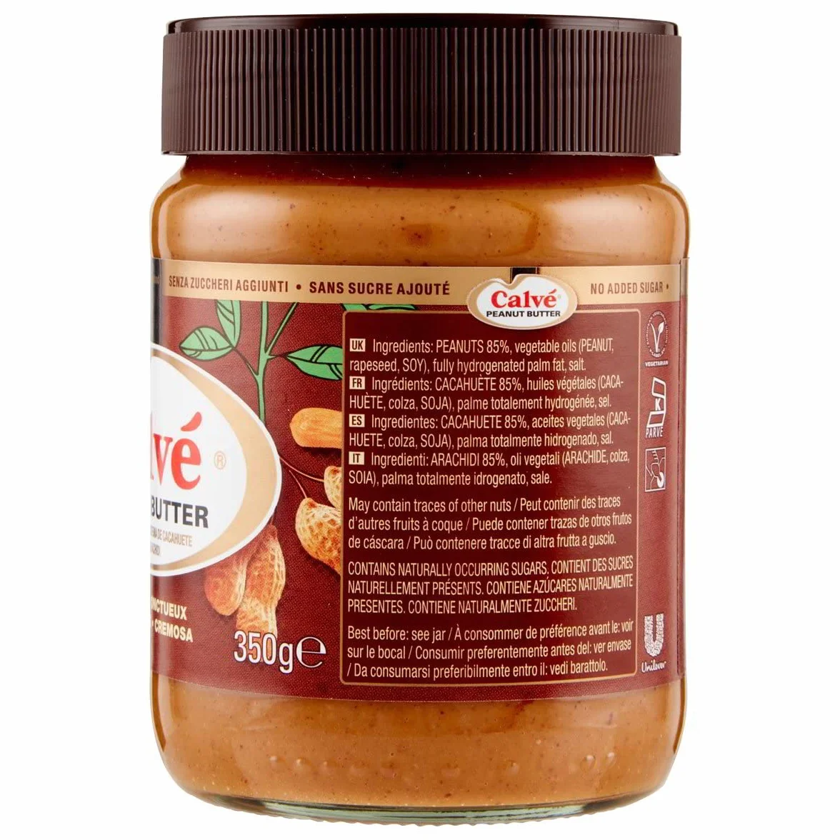 Calvé Pindakaas Beurre de Cacahuètes Pâte à Tartiner, Arachides, Pot, 3 x 350g