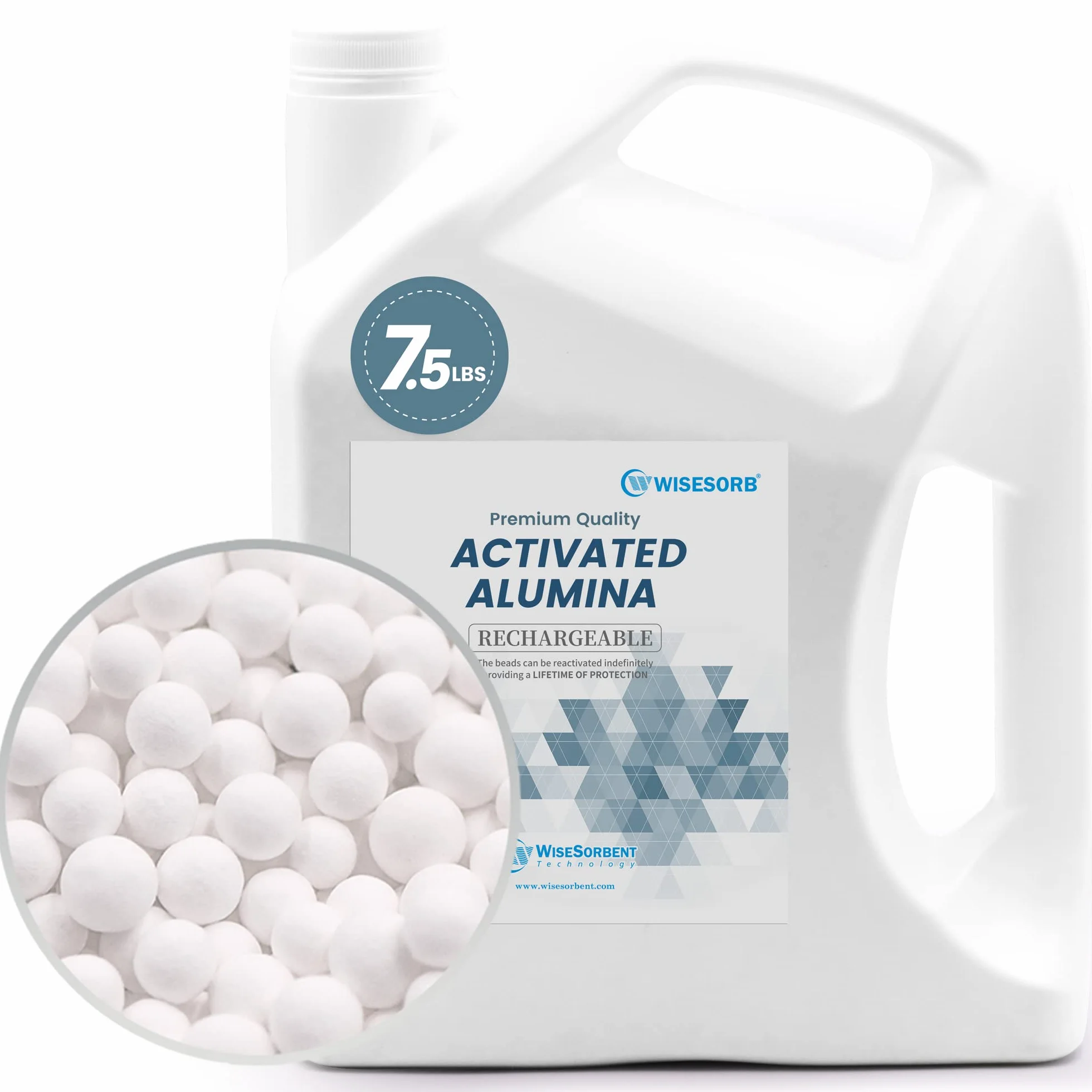 WiseSorb - 3,4 kg Alumine Activée - Granules Déshydratantes Réutilisables, Absorbeur d’Humidité pour Placards, Stockage, Électronique et Matériel Sensible