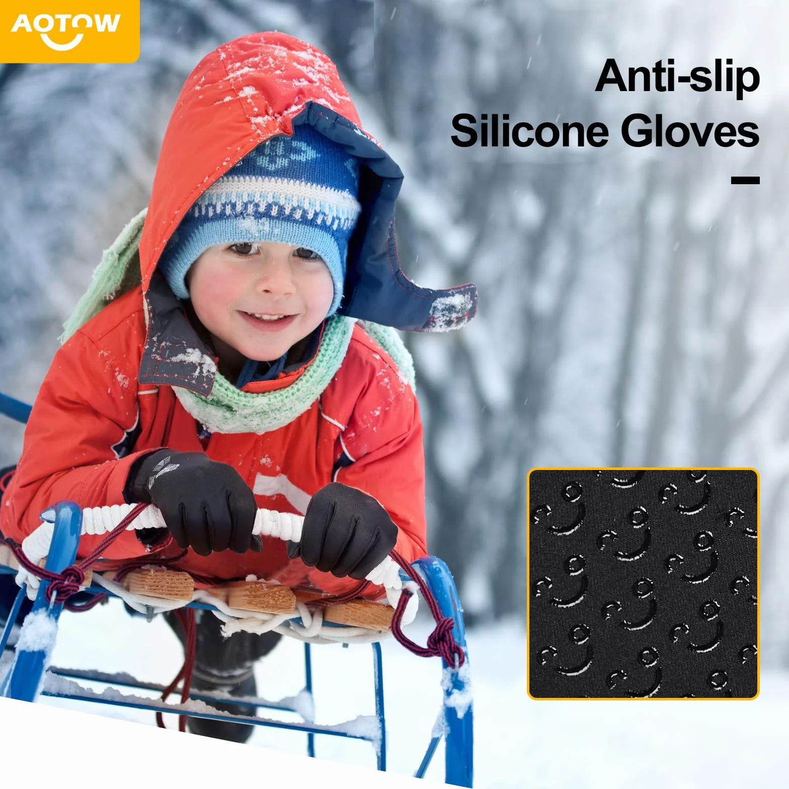 Gants d'hiver thermiques enfant écran tactile vélo chauds coupe-vent équitation 4-12 ans