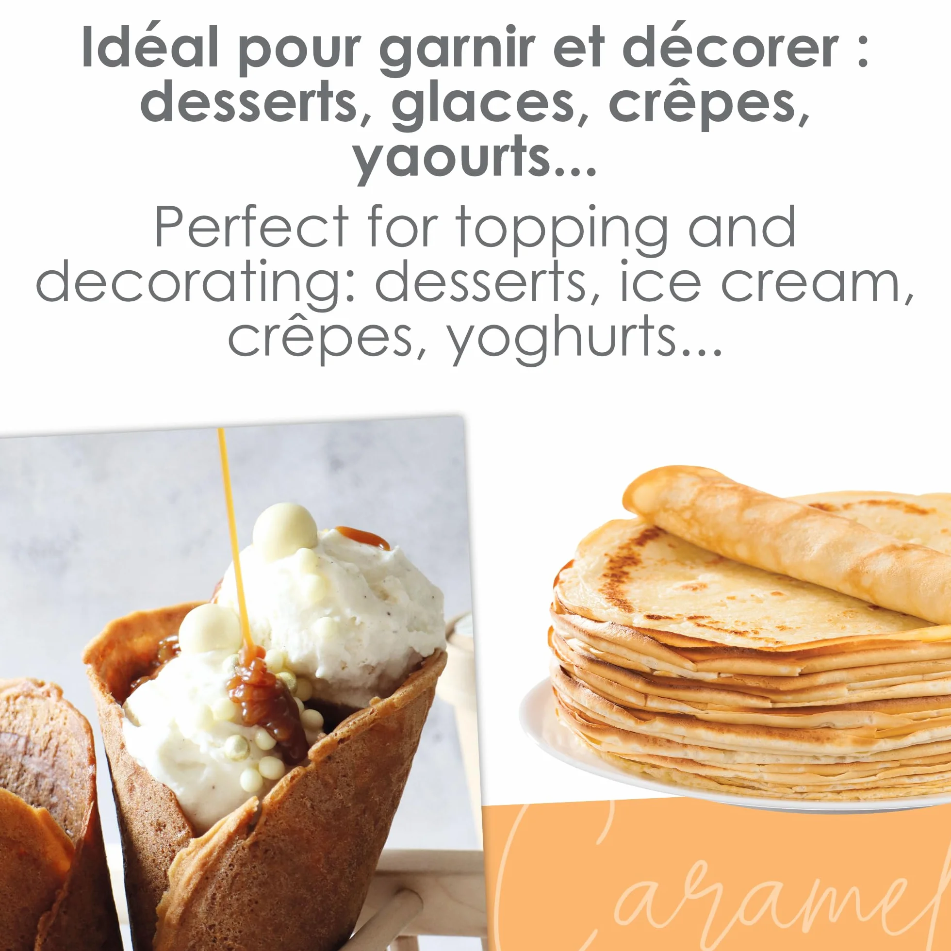 ScrapCooking - Nappage Caramel 160 g - Flacon Squeezer - Pour Topping & Décoration Gâteaux, Glaces, Yaourts, Crêpes & Gaufres - Déco Alimentaire Pâtisserie - 8562