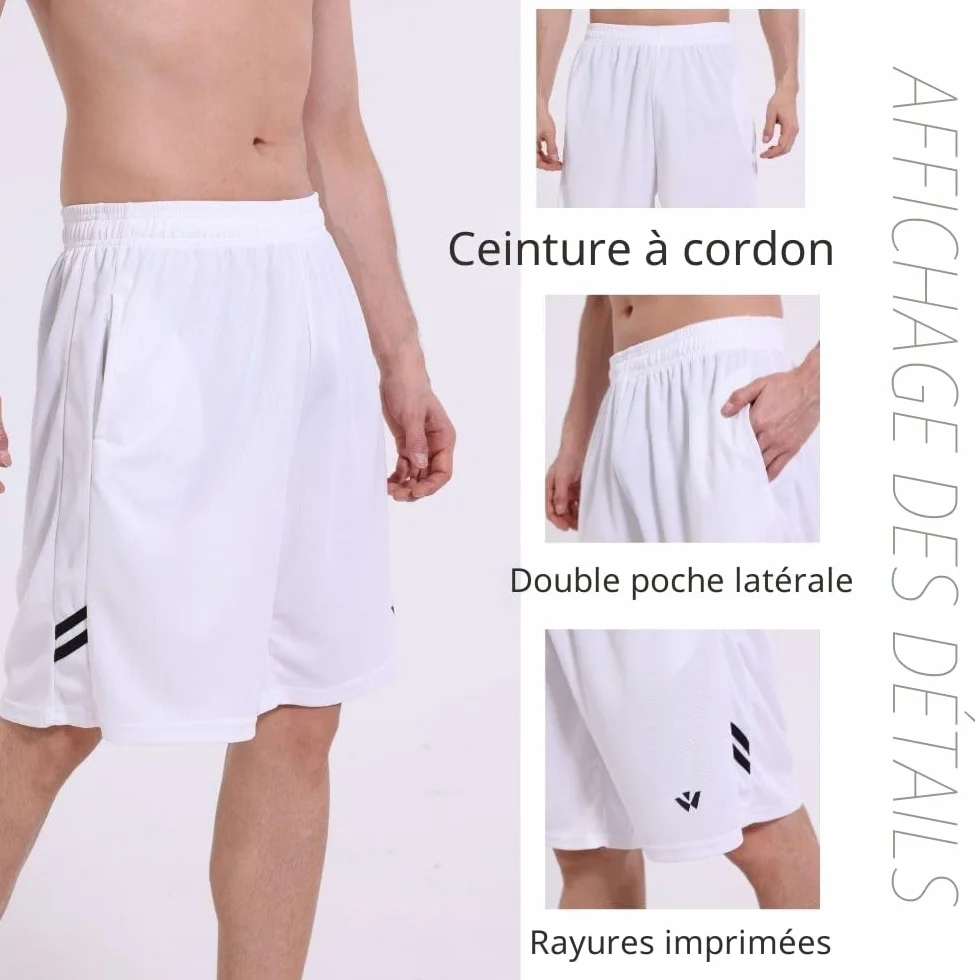 Shorts de sport pour homme avec poches taille élastique séchage rapide lot de 5