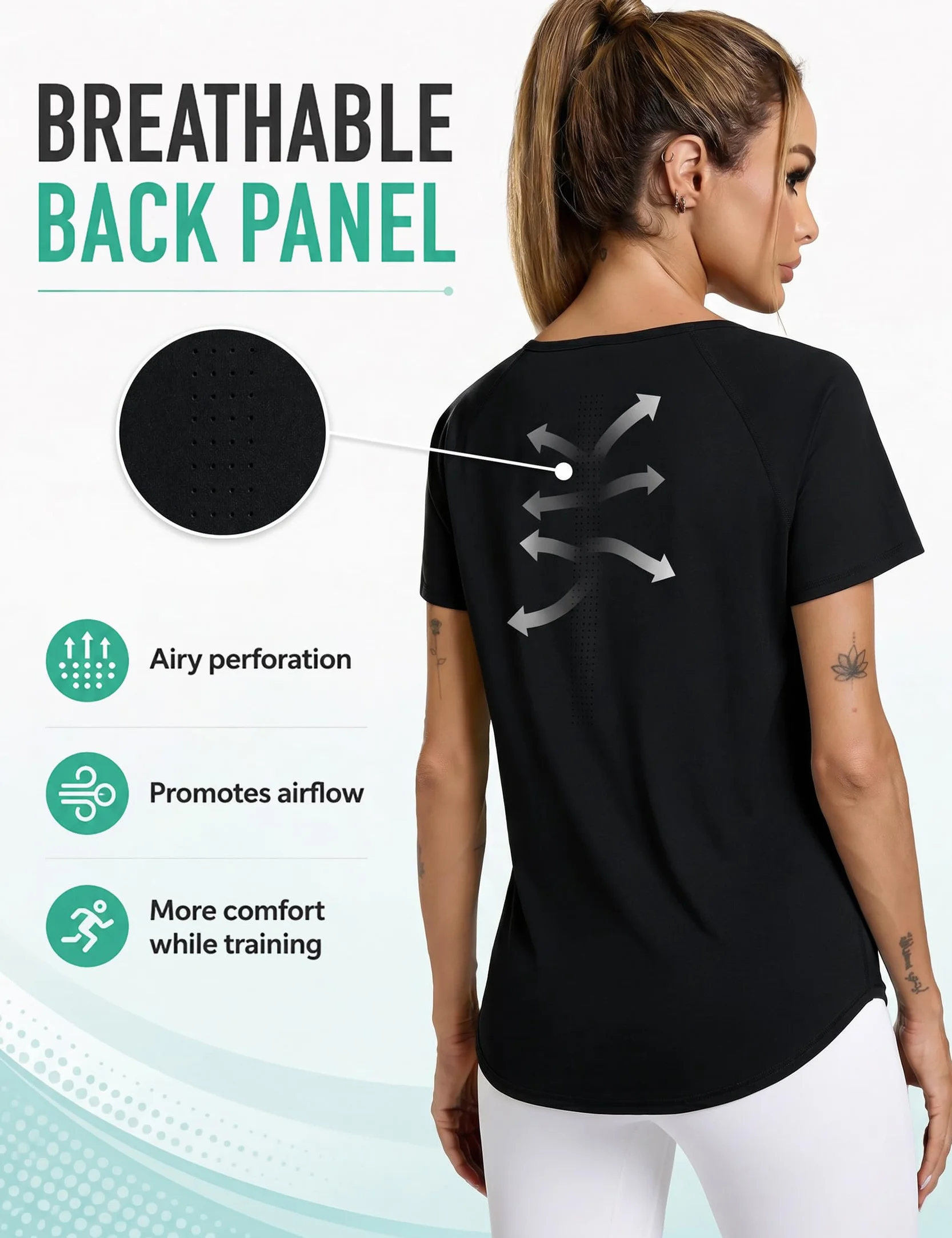 Tee Shirt Sport Femme Manches Courtes Col V Séchage Rapide Haut Yoga Running Fitness Pilates S-3XL