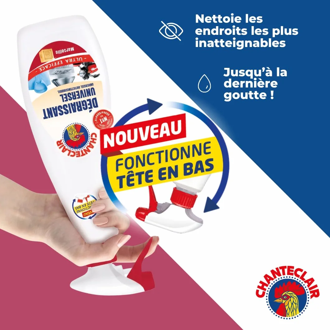 Chanteclair - Spray Dégraissant Universel Marseille, Idéaux sur Tout, Efficaces Partout, Fonctionne Tête en Bas - 12x 600 ml