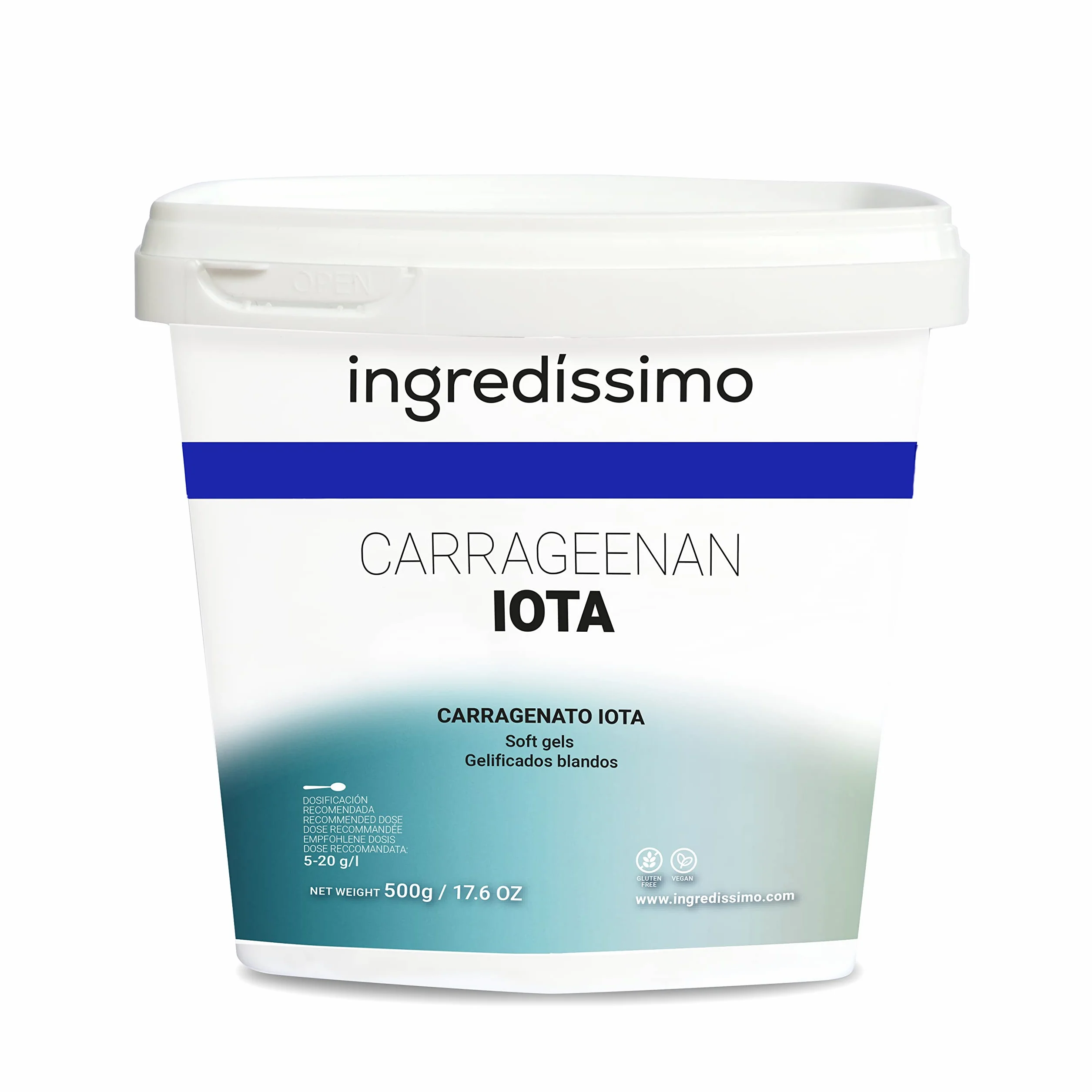 INGREDISSIMO - Carrageenan Iota, 500 g, Soft Gel, Pure Carrageenan Texture, Gélifiant et Epaississant en poudre, Produit Vegan et sans Gluten, Couleur Beige, Sans Saveur et Sans Odeur
