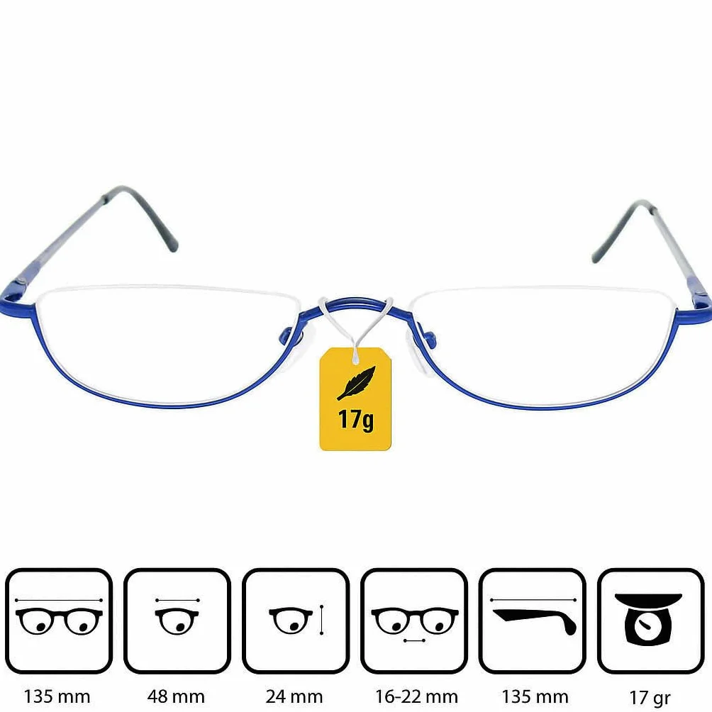 Lunettes de Lecture Demi Lune Style Vintage Cadre en Acier Inoxydable Unisexe Homme et Femme avec Étui