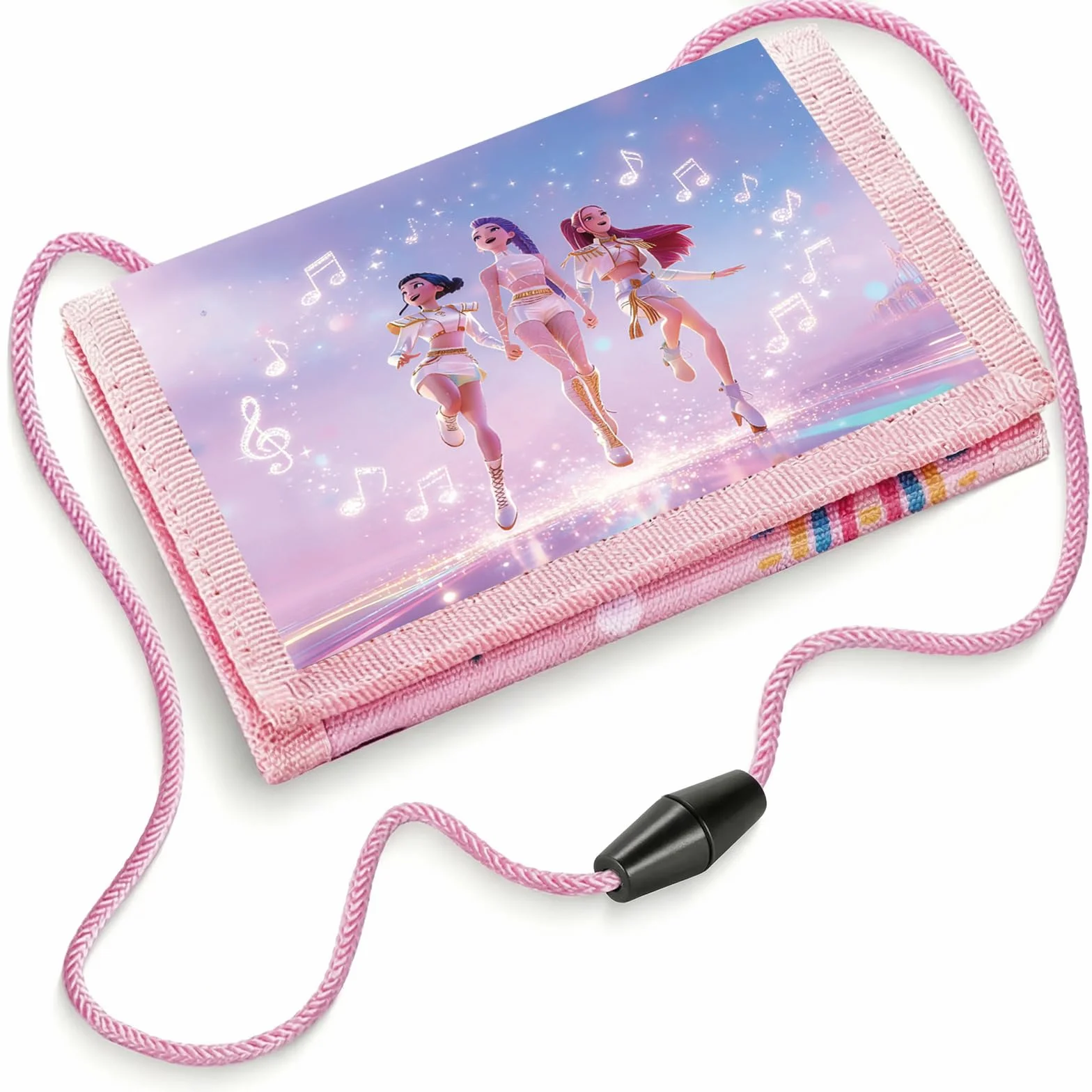 Portefeuille à 3 Volets K-Pop Porte-Cartes avec Fenêtre Transparente pour Carte de Transport (Rose)