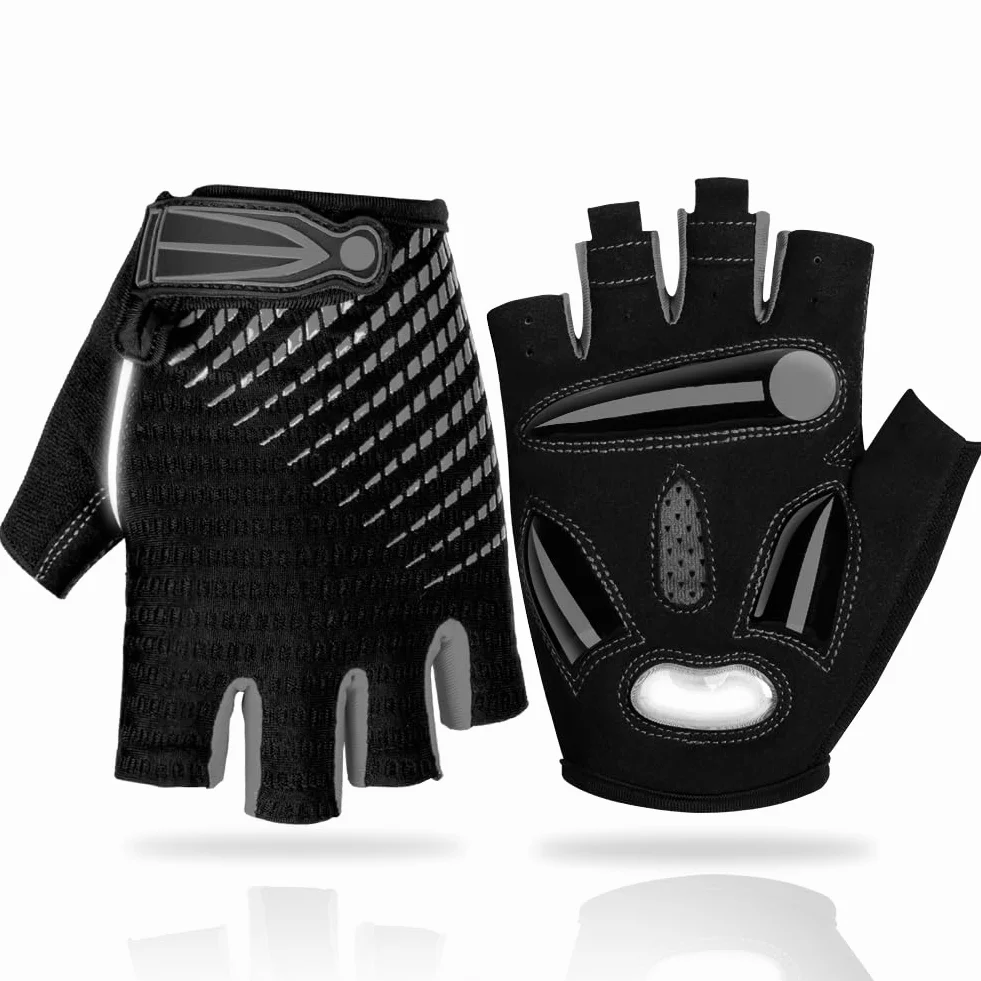 LUROON Gants Cyclisme Demi Doigt Gant Réfléchissant Gel Bicyclette Courts Homme Femme VTT Moto