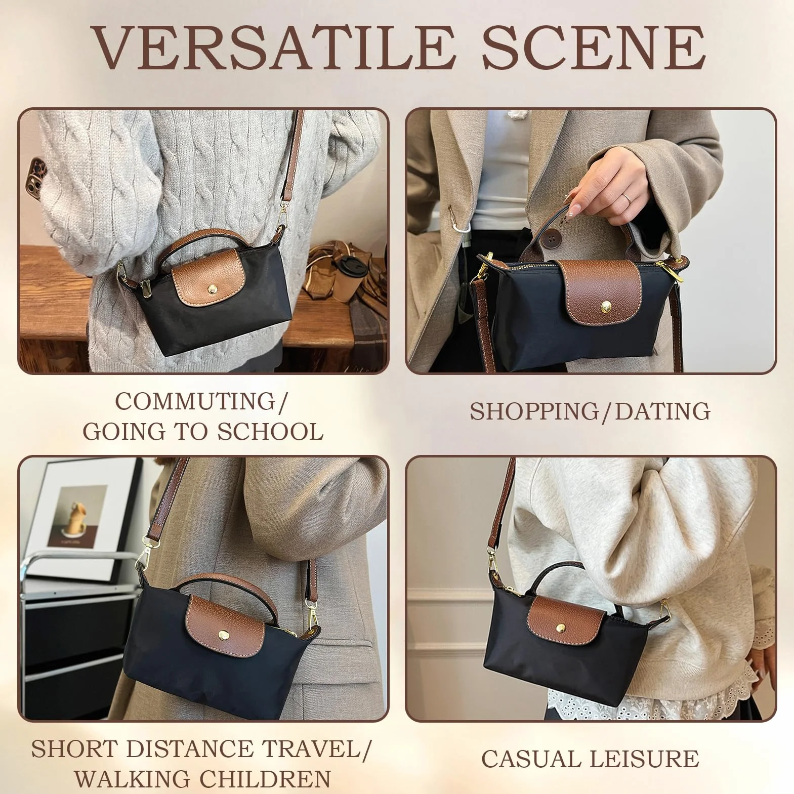 Sac à Main Femme Pochette Téléphone Portable Bandoulière Réglable Mini Sacoche Travail