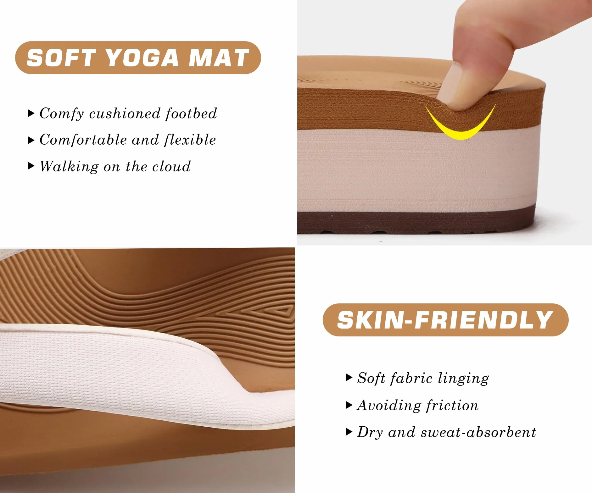 COFACE Tongs Compensees Sandales Femmes été Plage Piscine Vacances Tapis Yoga Confortable