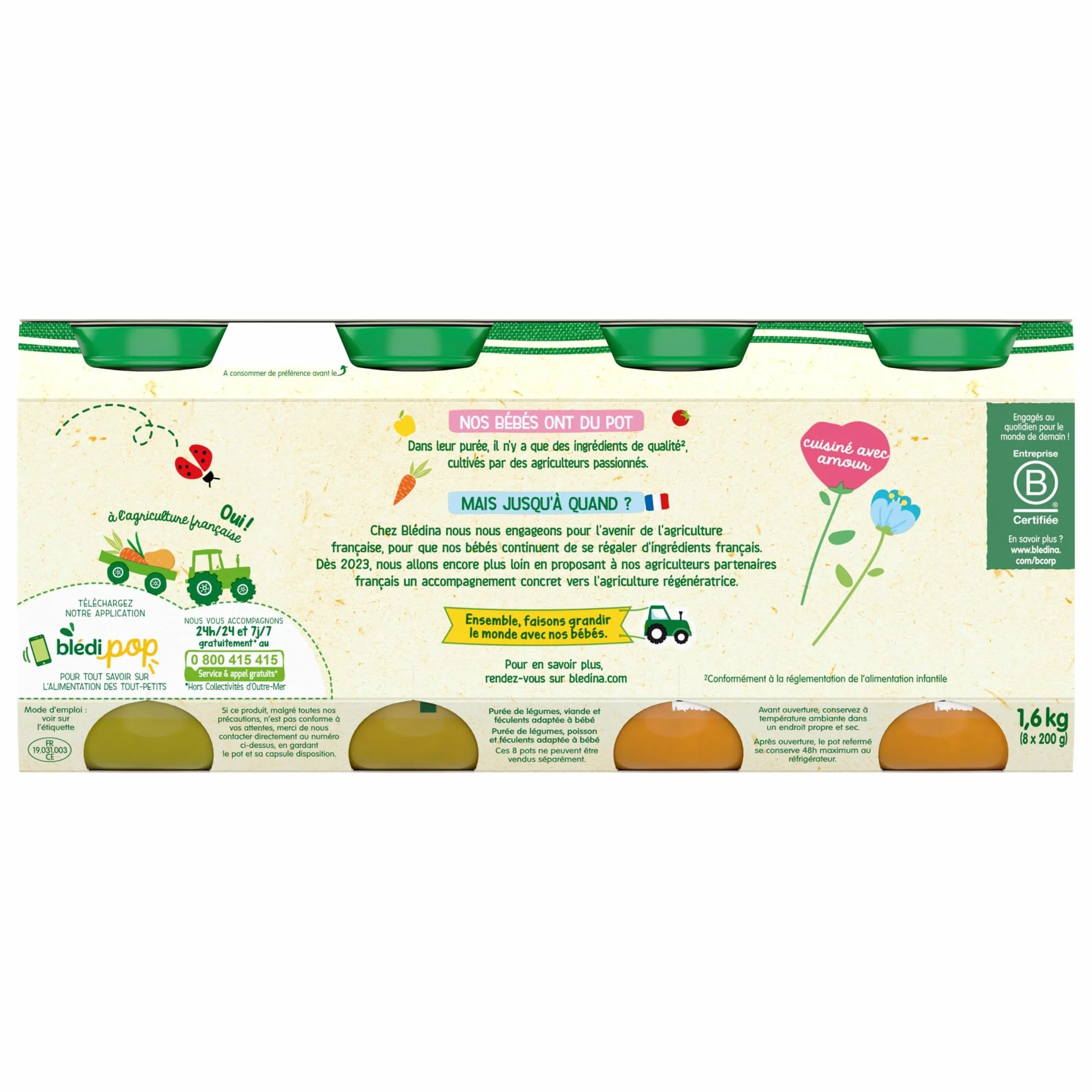 Blédina Petits Pots pour bébé, Dès 6 Mois, Tomates Riz Poulet / Légumes Bœuf / Légumes Riz Saumon, 200 g (Lot de 24)