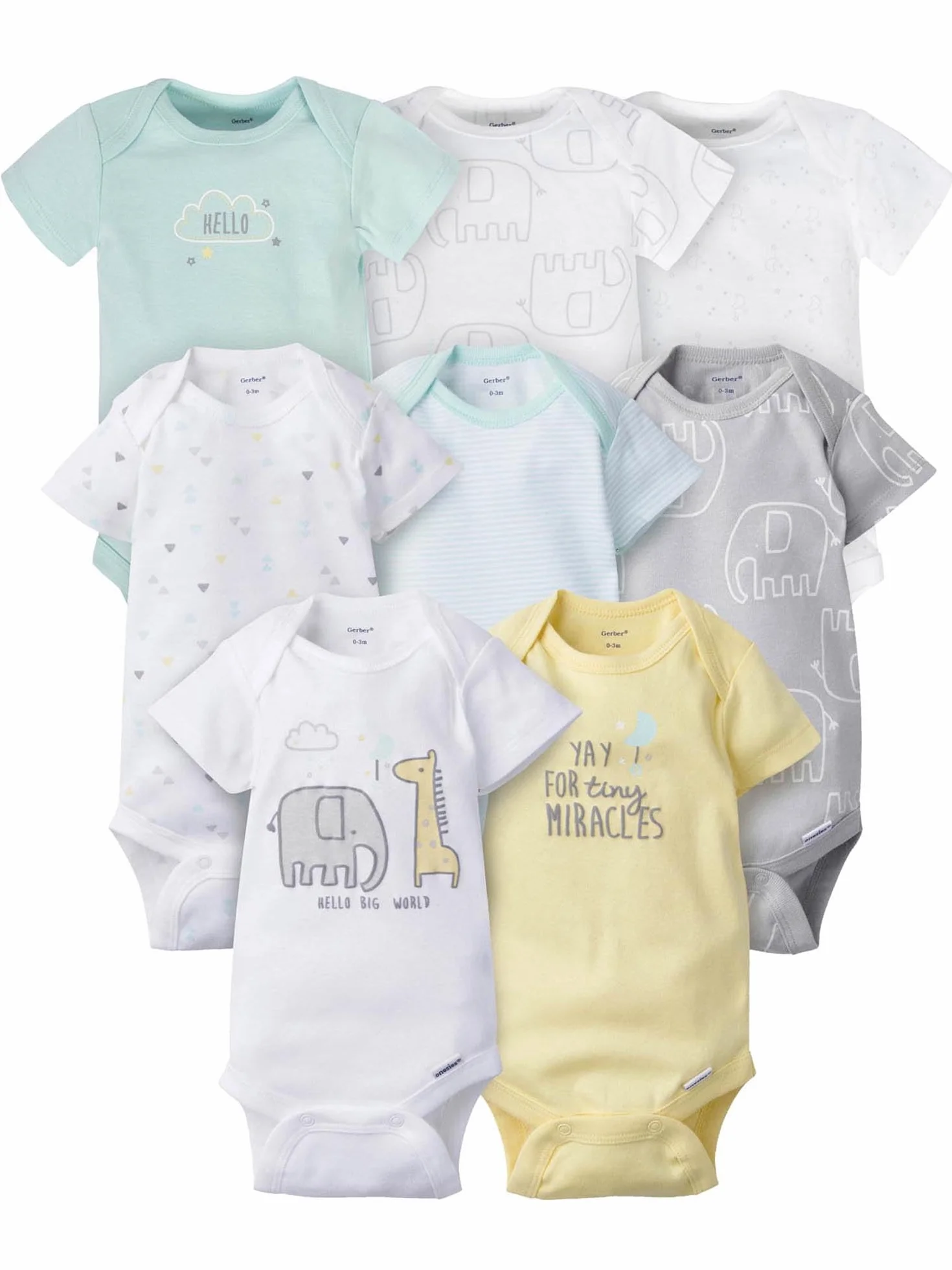 Gerber Lot de 8 Bodysuits À Manches Courtes pour Bébé Fille