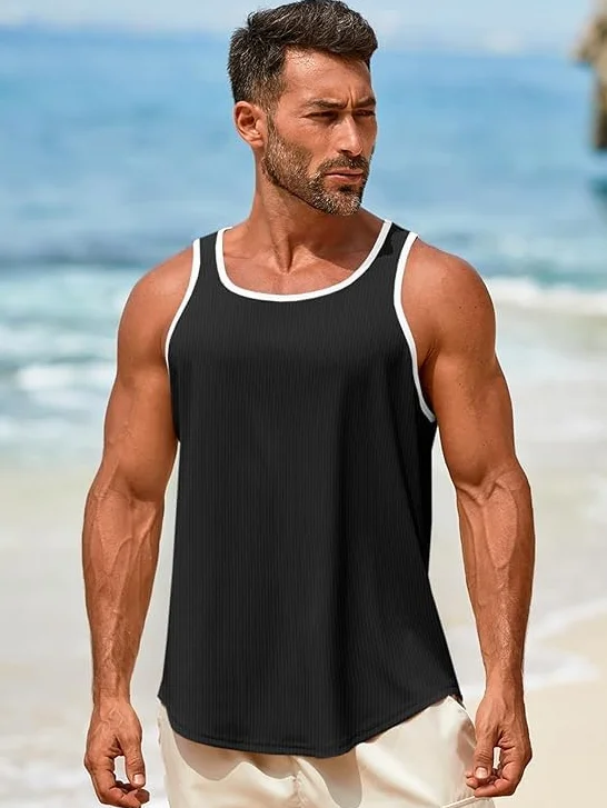 Runcati Débardeur sans manches pour homme T-shirt fonctionnel fitness bodybuilding sport course