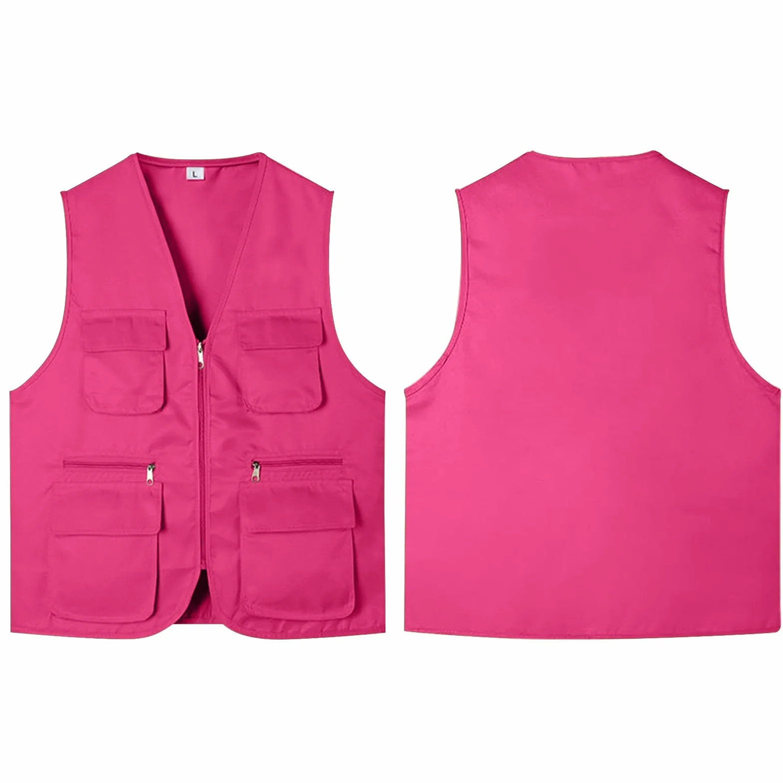 Gilet de Peches Multipoches Zippé Respirant Homme Femme M-4XL Personnalisable