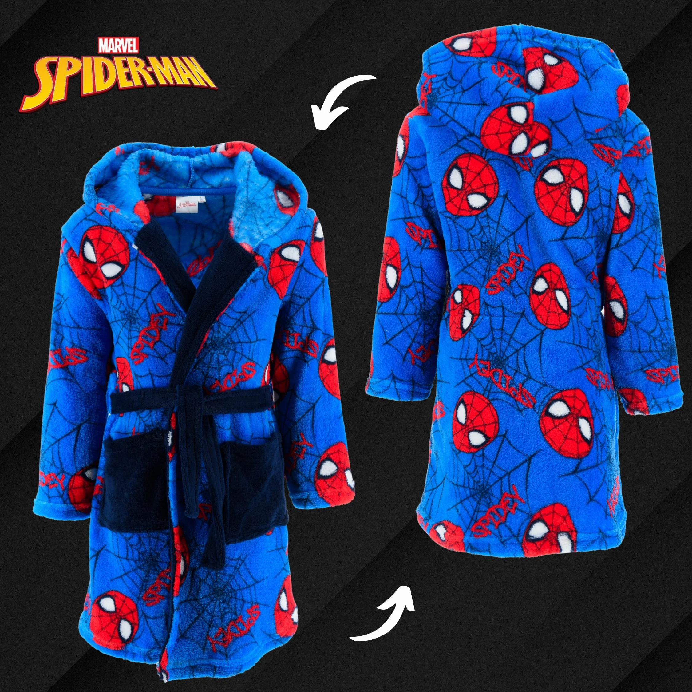 Spiderman Robe de Chambre Garçons Doux Maison Enfants Cadeau Taille 3 Ans Bleu