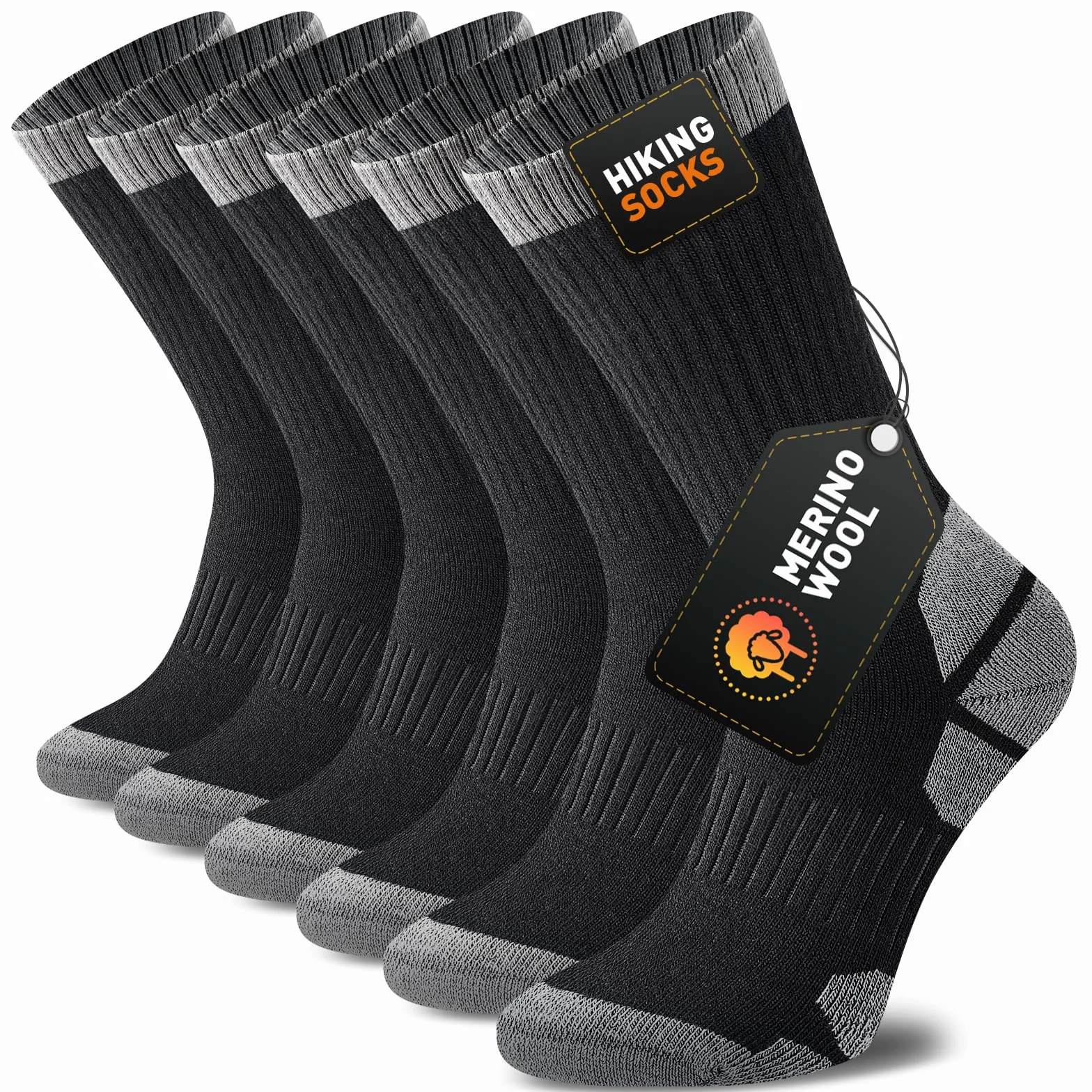 Chaussettes Laine Mérinos Homme Femme Randonnée Épaisses Anti-Odeur 3 Paires